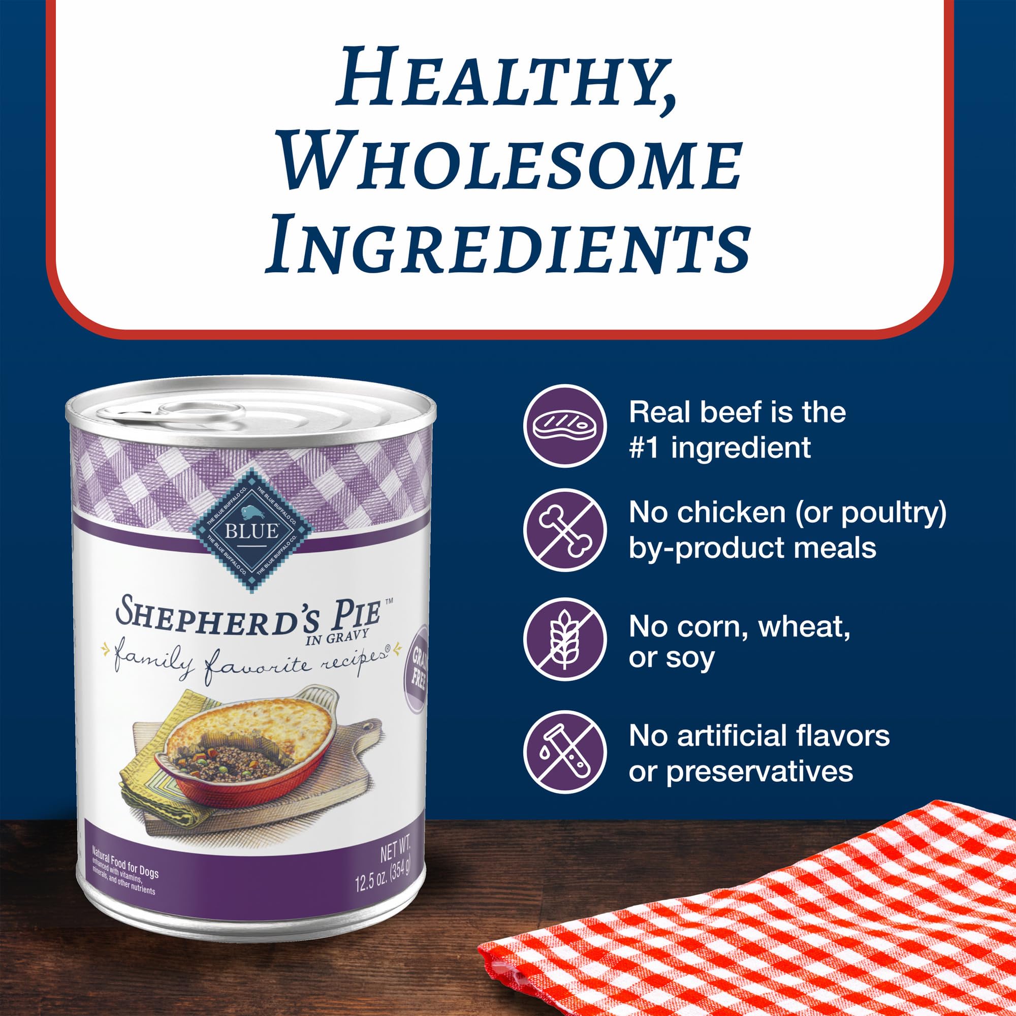 Blue Buffalo Family Favorites Adult Wet Dog Food, Made with Natural Ingredients, Shepherd s Pie, 12.5-oz Can (Pack of 12)