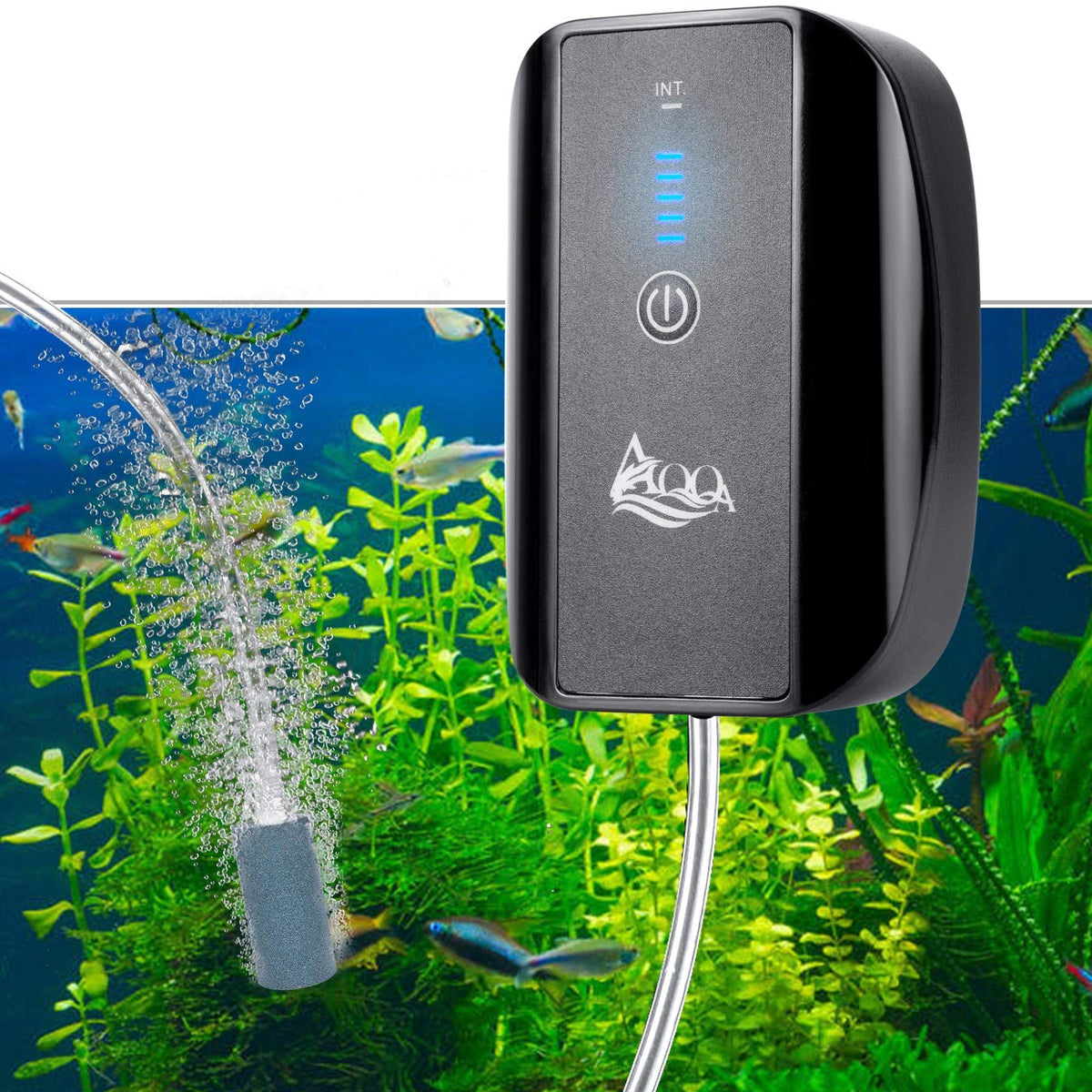 Aqqa Aquarium Rechargeable Air Pump,Multifunctional Portable Energy Saving Power Quiet Oxygen Pump, One/Dual Outlets With Air St
