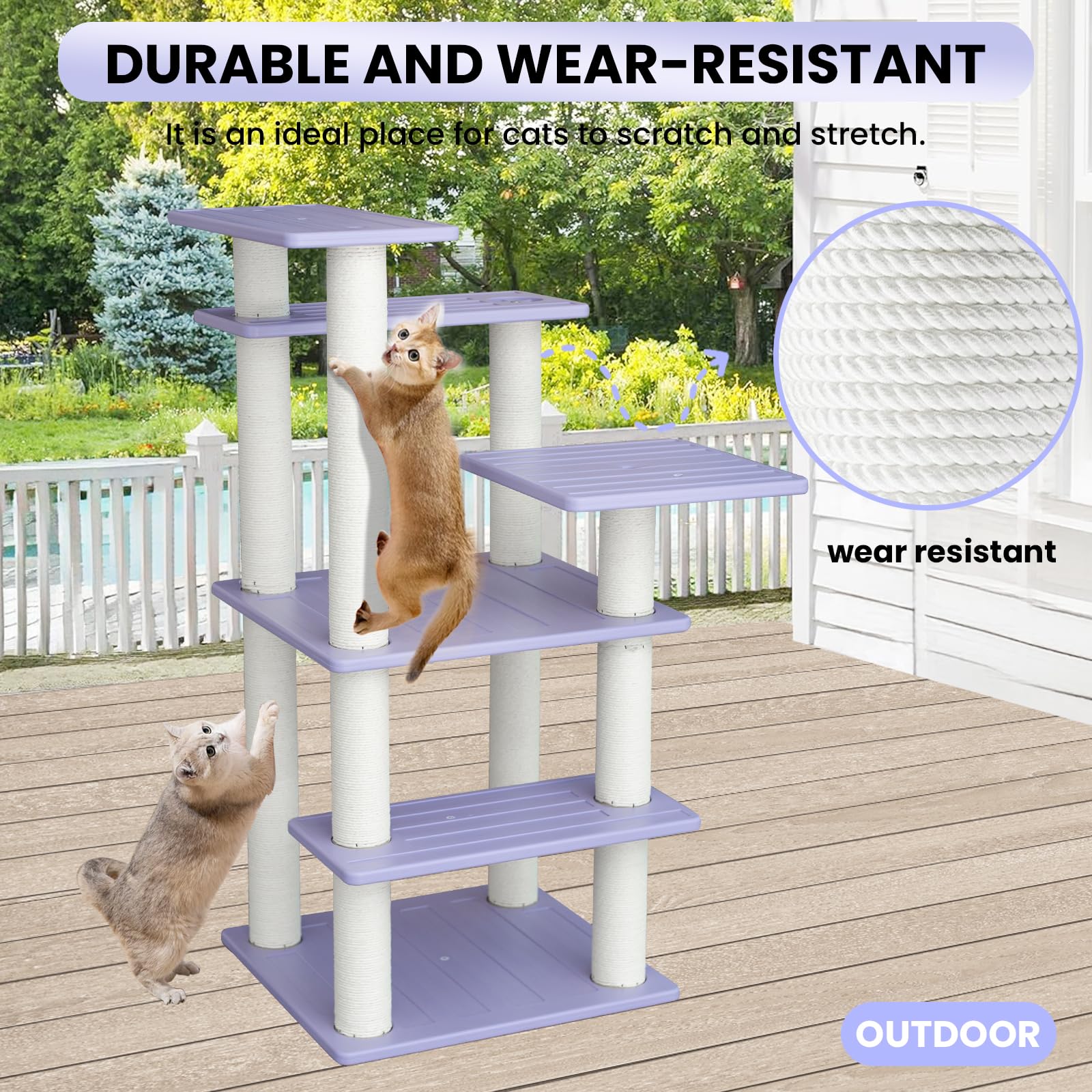 Maohegou 5 Level Cat Tree For Outdoor And Indoor Cats,Large Cat Tower With Scratching Posts 46 Inches