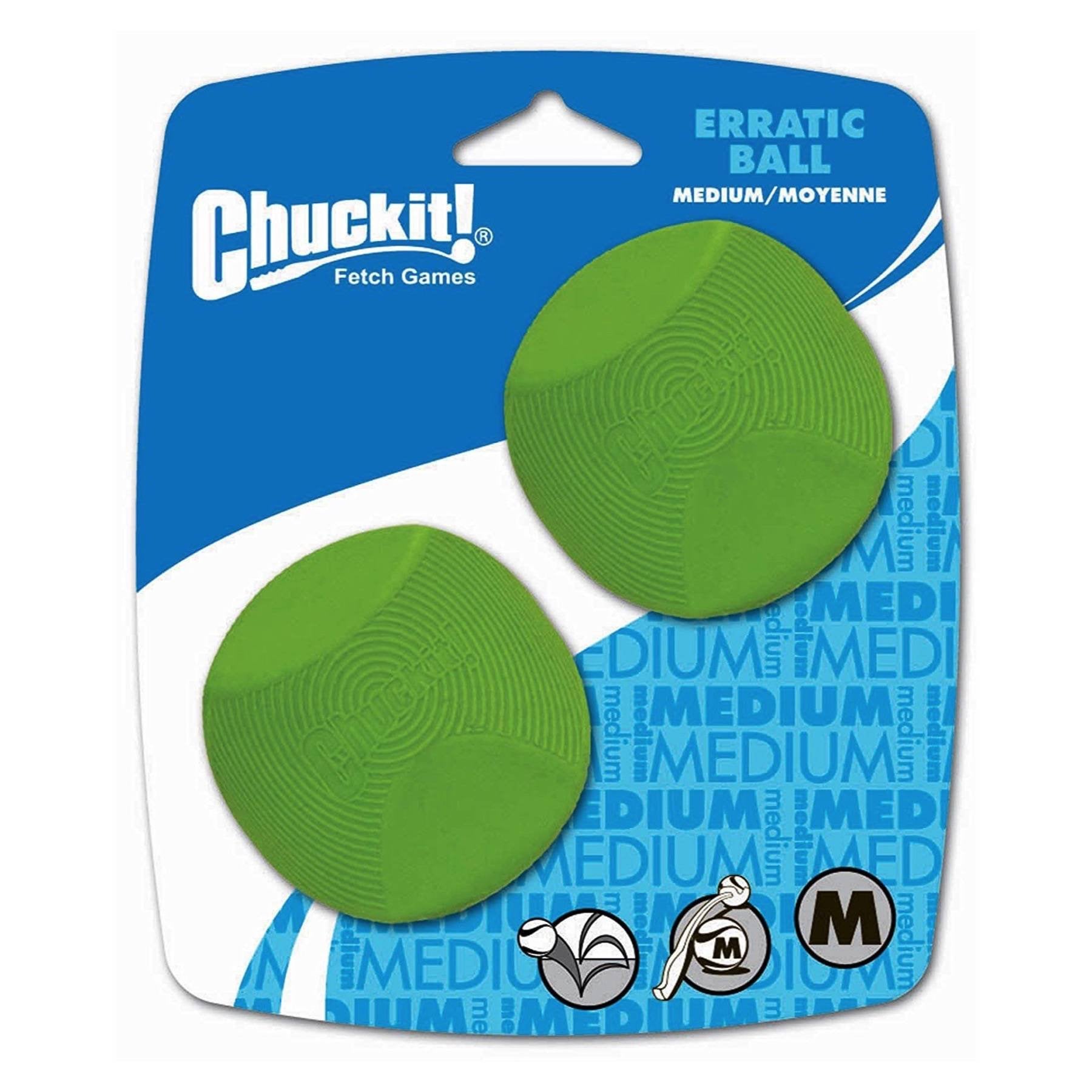 Chuckit! Dog Fetch Toy Erratic Ball Unpredictable Bounce Fits Launcher Med 4Ball