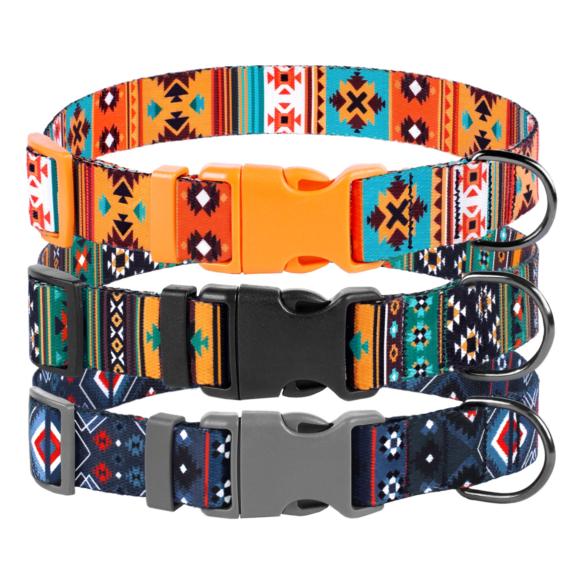Southwest Dog Collar Tribal Pattern Adjustable Puppy Pet Collars for Small Medium Large Dogs Aztec Print (Tribal  Neck Fit 10-13)-New