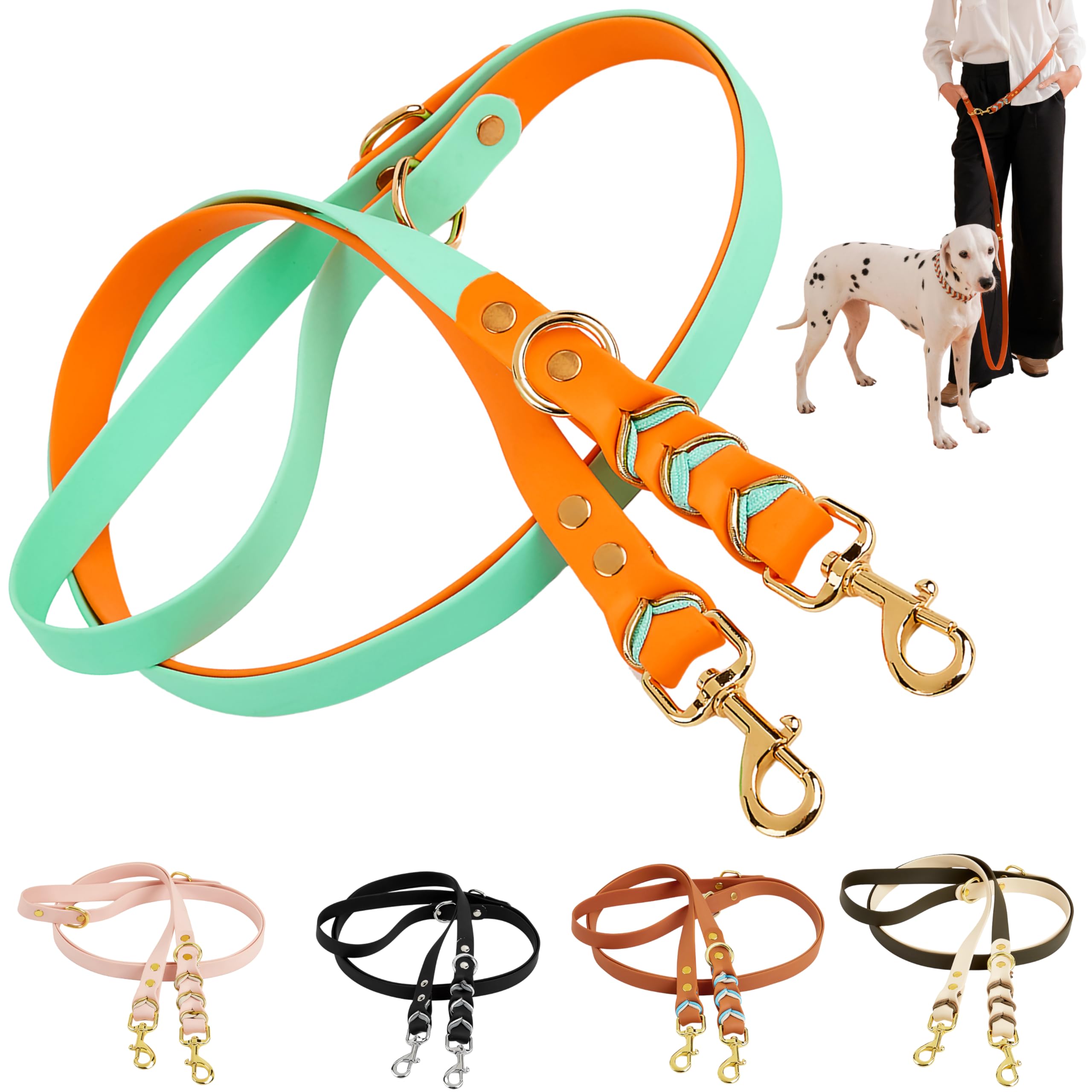 Albcorp Braided Hands-Free Dog Leash - Small & Medium Sizes, 7.2 ft Long - PVC Coated, Adjustable for Cross-Body, Waist, or Hand