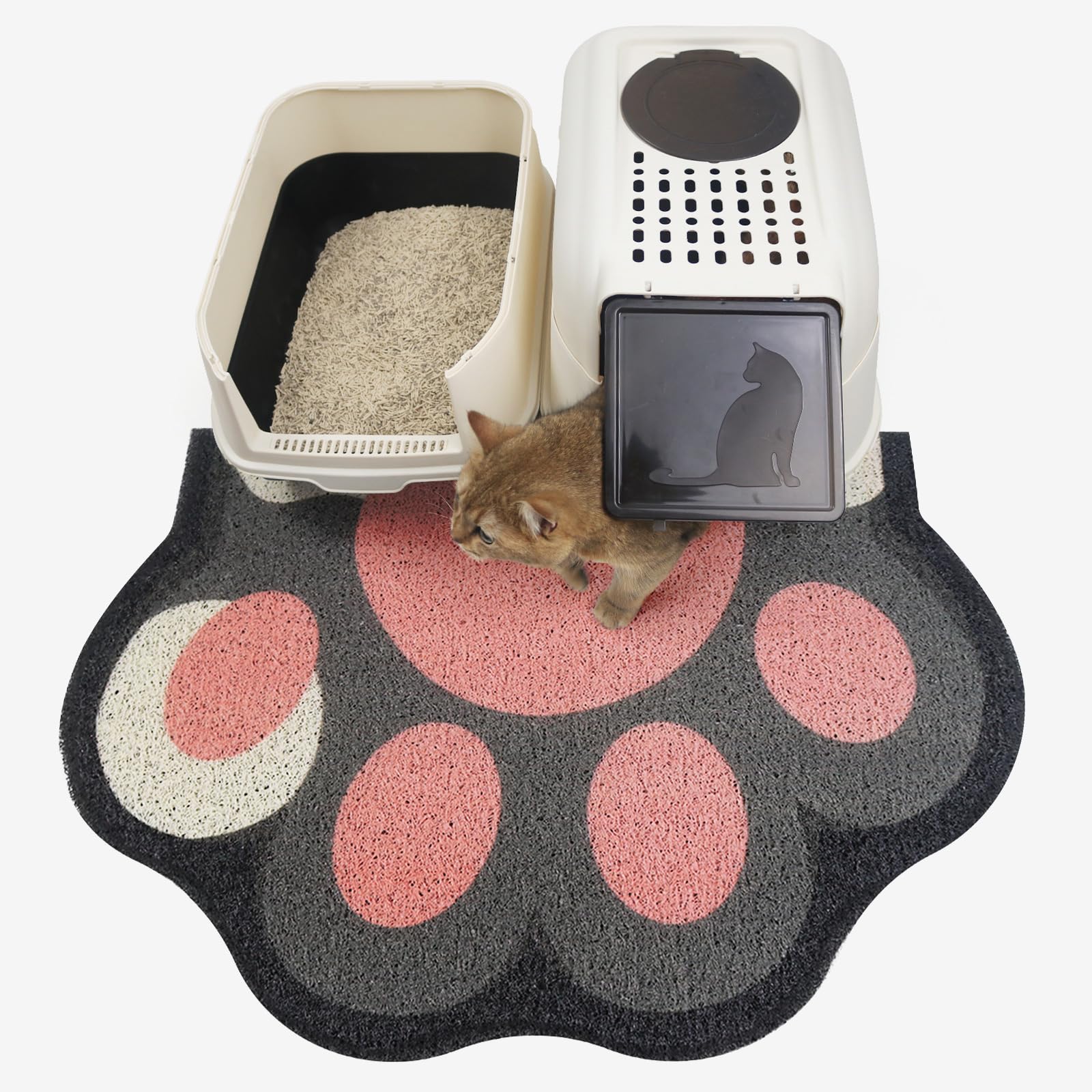 Rarenut Cute Cat Litter Mat 35   x24   , Litter Box Mat, Litter Trapping Mat, Soft on Kitty Paws, Easy Clean, Anti Slip, Pet Acc