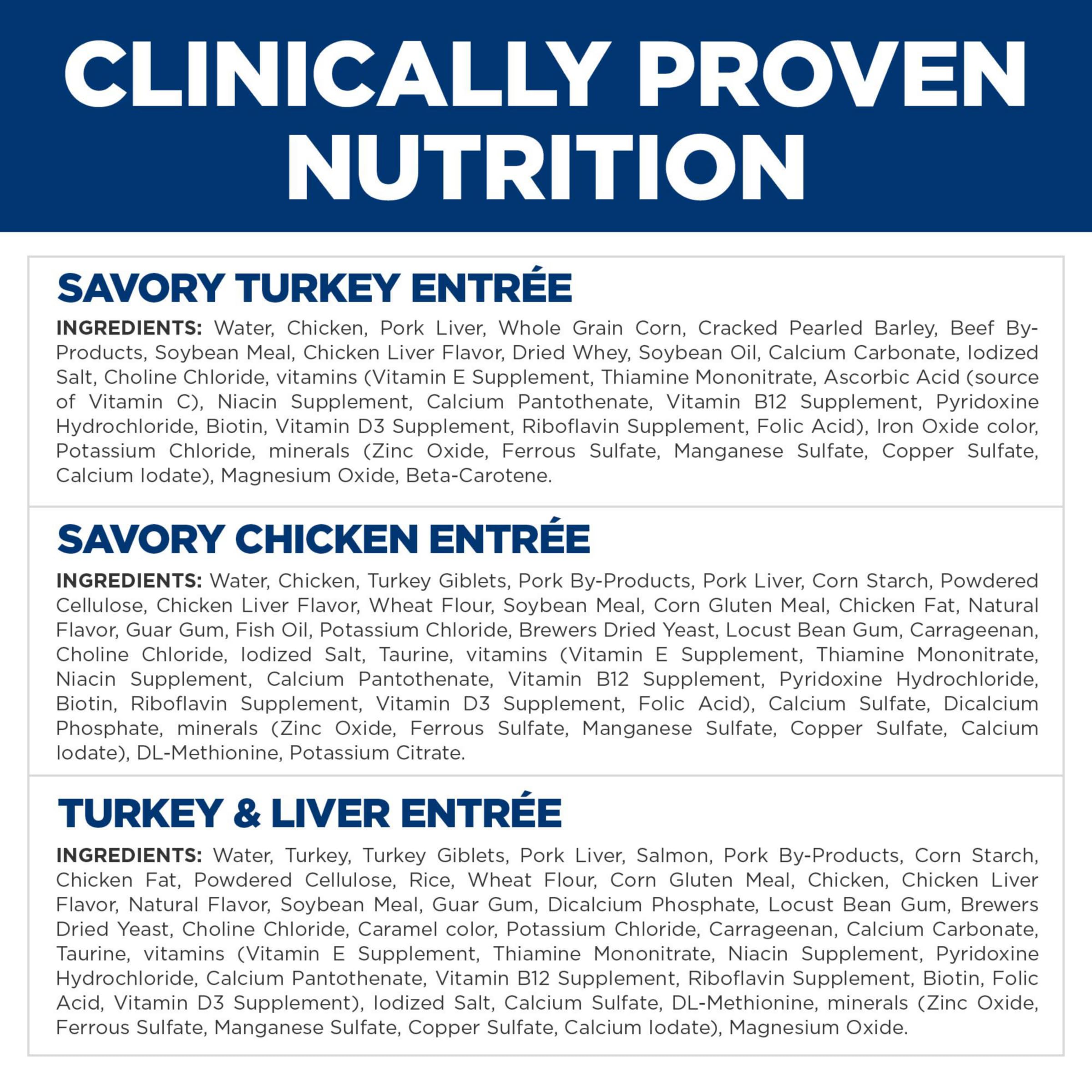 Hills Science Diet Adult 1-6, Adult 1-6 Premium Nutrition, Wet Cat Food, Variety Pack: Turkey; Chicken; Turkey & Liver Minced,