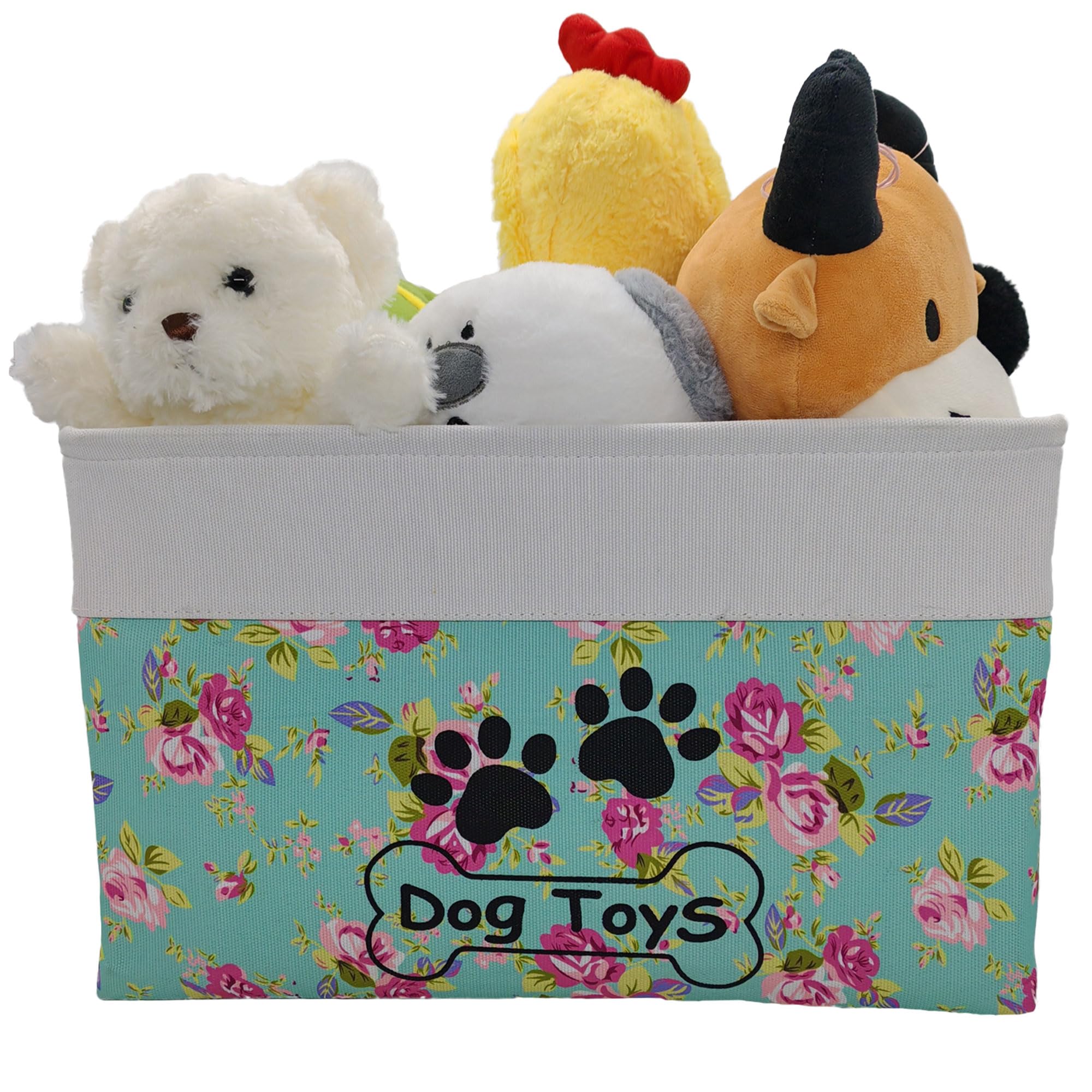 CPAKOWLGOO Large Collapsible Dog Toy Basket - Rectangle Bin for Pet Toys & Accessories