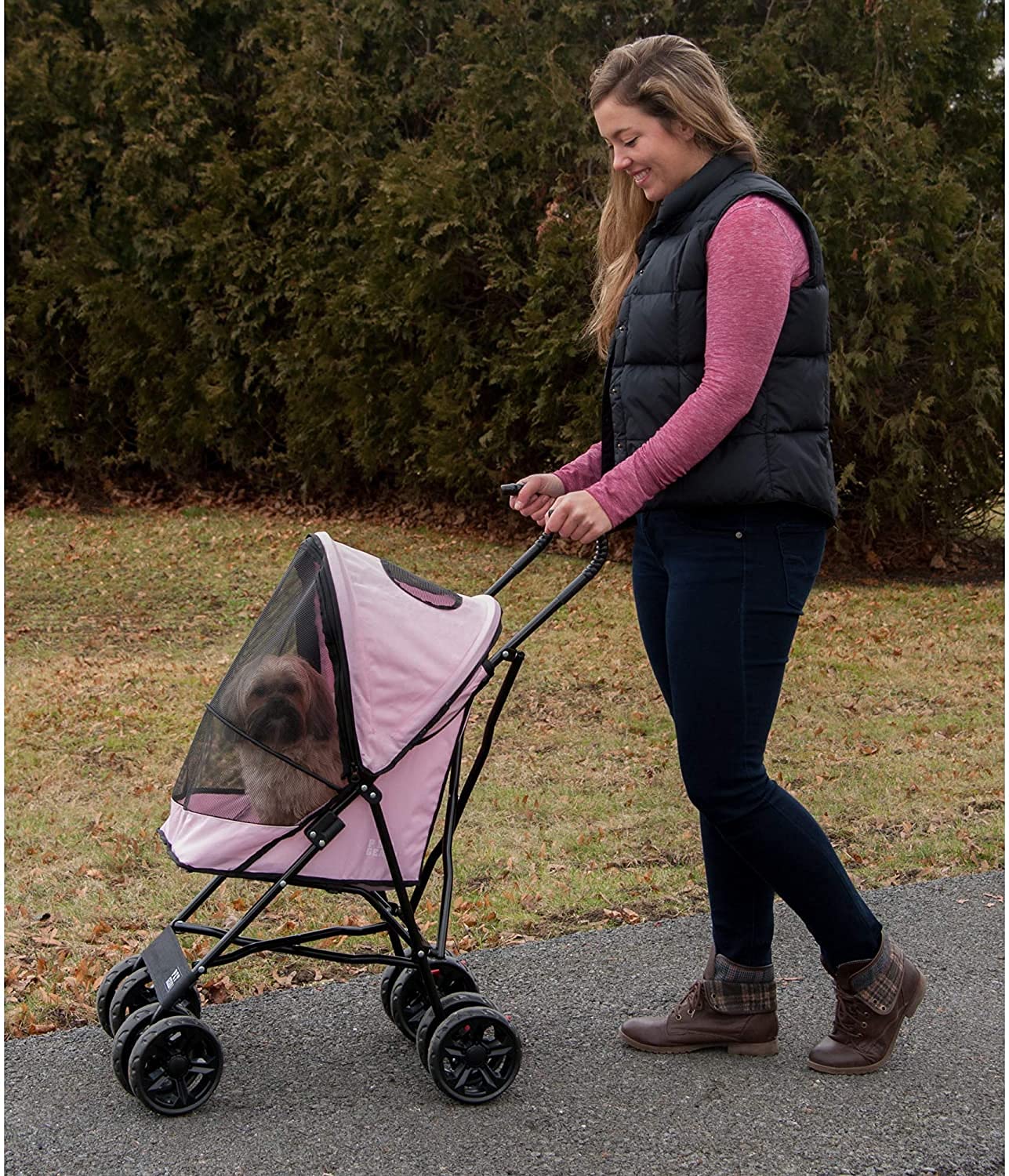 Pet Gear Travel Lite Plus Stroller, Compact, Easy Fold, No Assembly Required, Large Wheels For Cats And Dogs Up To 15 Pounds, 3
