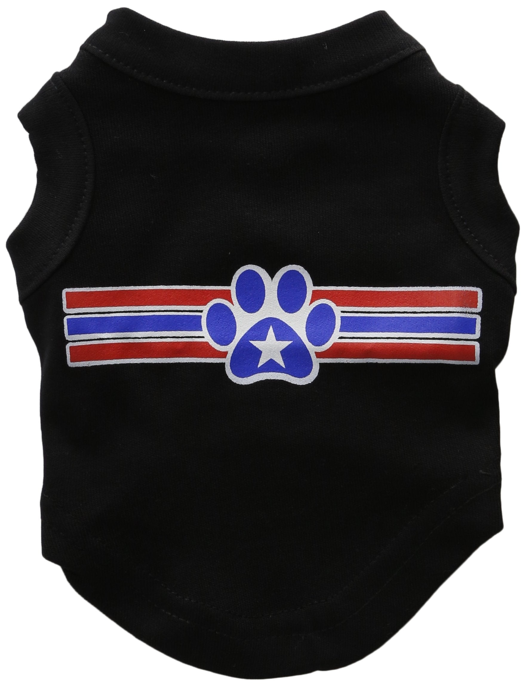 Mirage Pet Products 8-Inch Patriotic Star Paw Screen Print Shirts for Pets, X-Small, Black