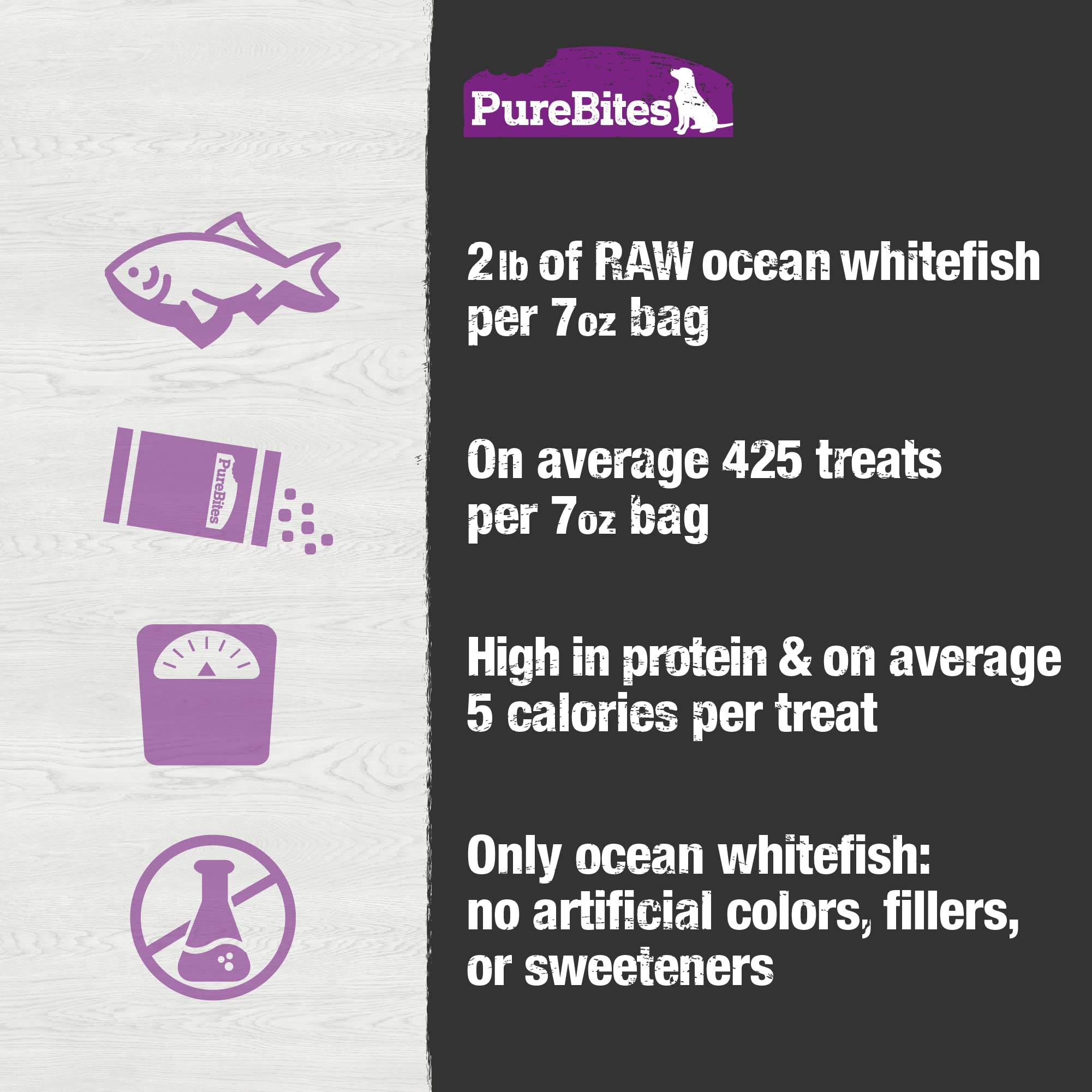 PureBites Ocean Whitefish Freeze-Dried Treats for Dogs, 7.0oz