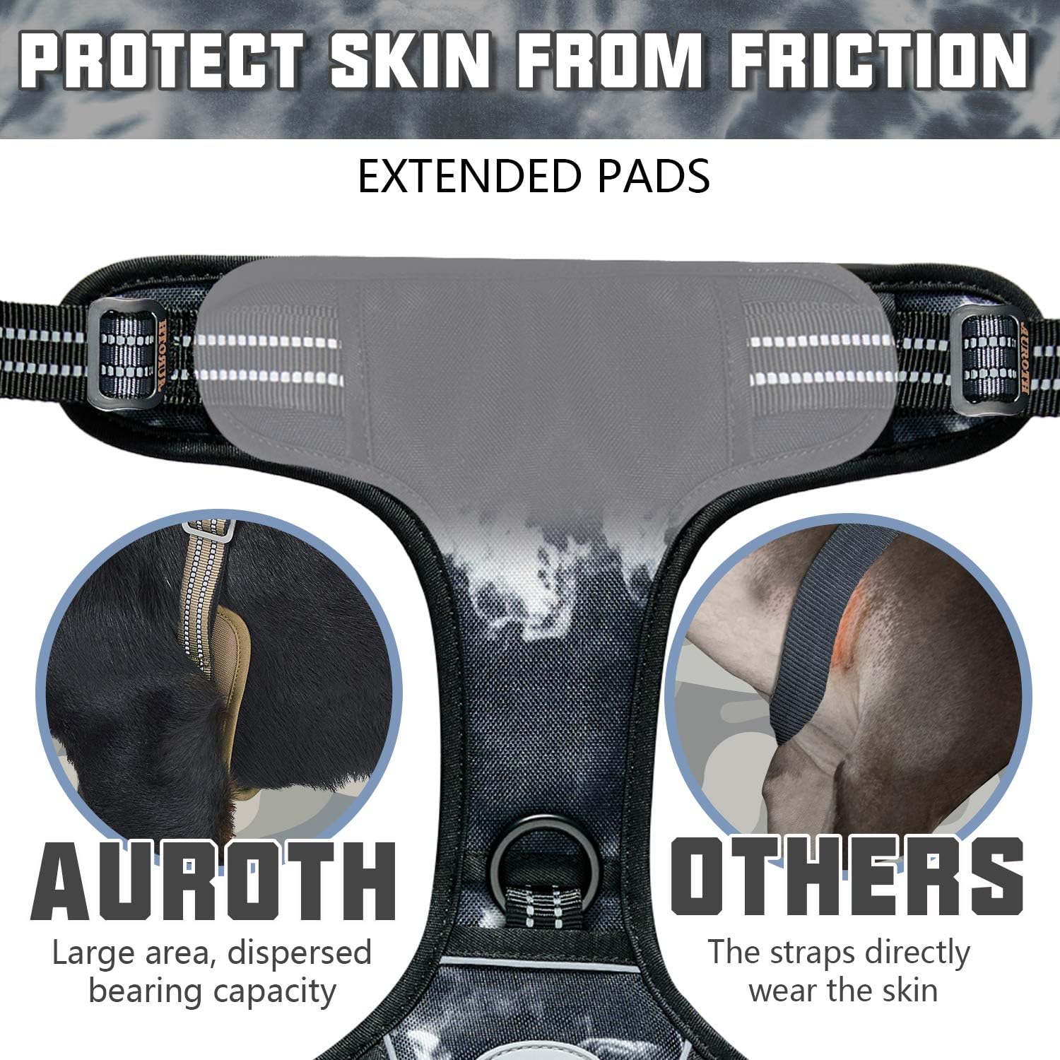 Auroth Tactical Dog Harness For Small Medium Large Dogs No Pull Adjustable Pet Harness Reflective K9 Working Training Easy Control Pet Vest Military Service Dog Harnesses (S, Black Ink)