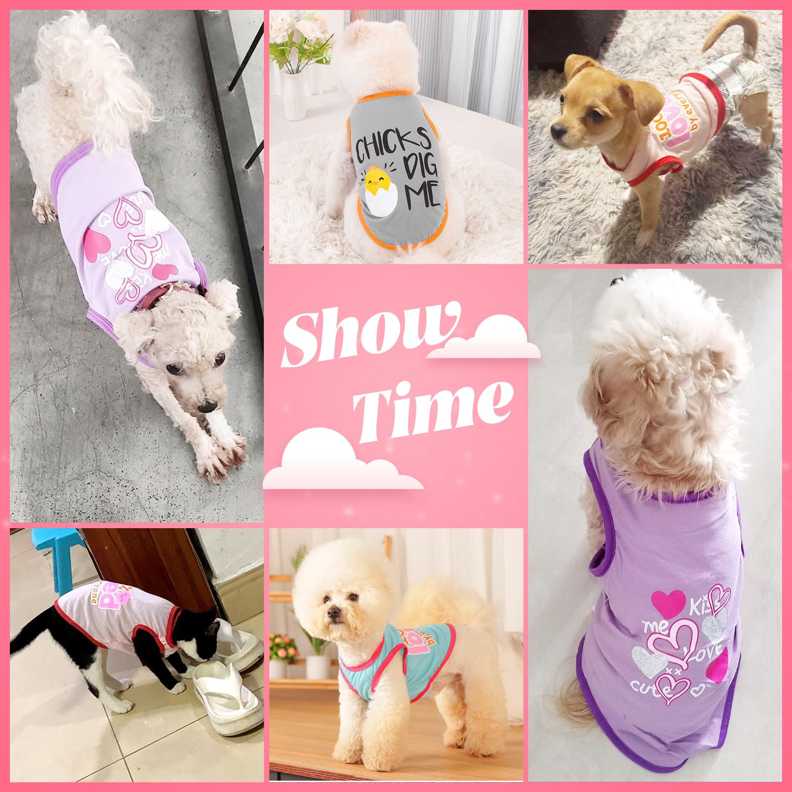 Axiijgl 4 Pack Dog Shirts For Small Dogs Lightweight Shirt Sleeveless Tshirt Small Dog Clothes Stretchy Puppy Cat Pet Clothes Fo