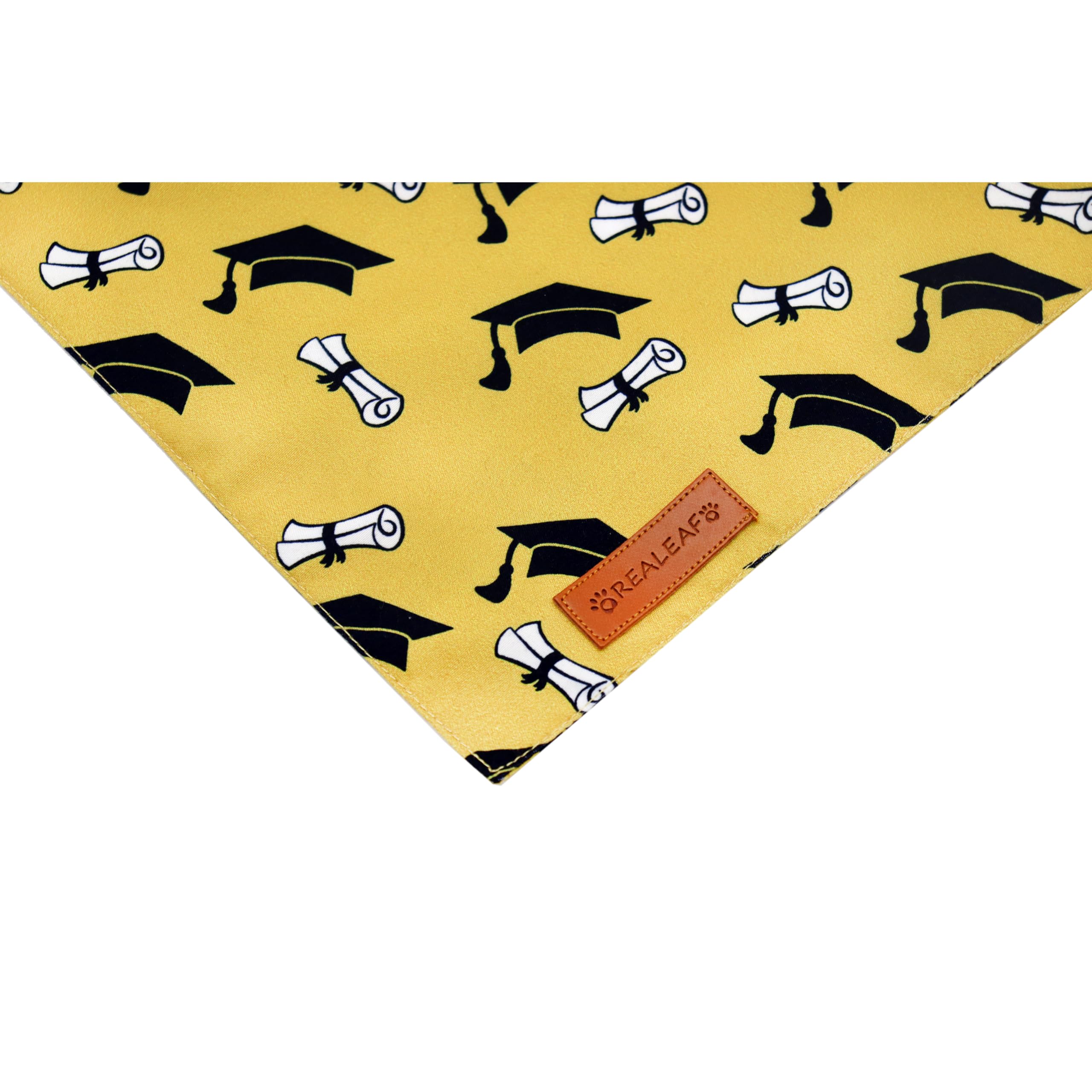 Realeaf Graduation Dog Bandanas 2 Pack, Reversible Pet Scarf For Boy And Girl, Premium Durable Fabric, Holiday Bandana For Small