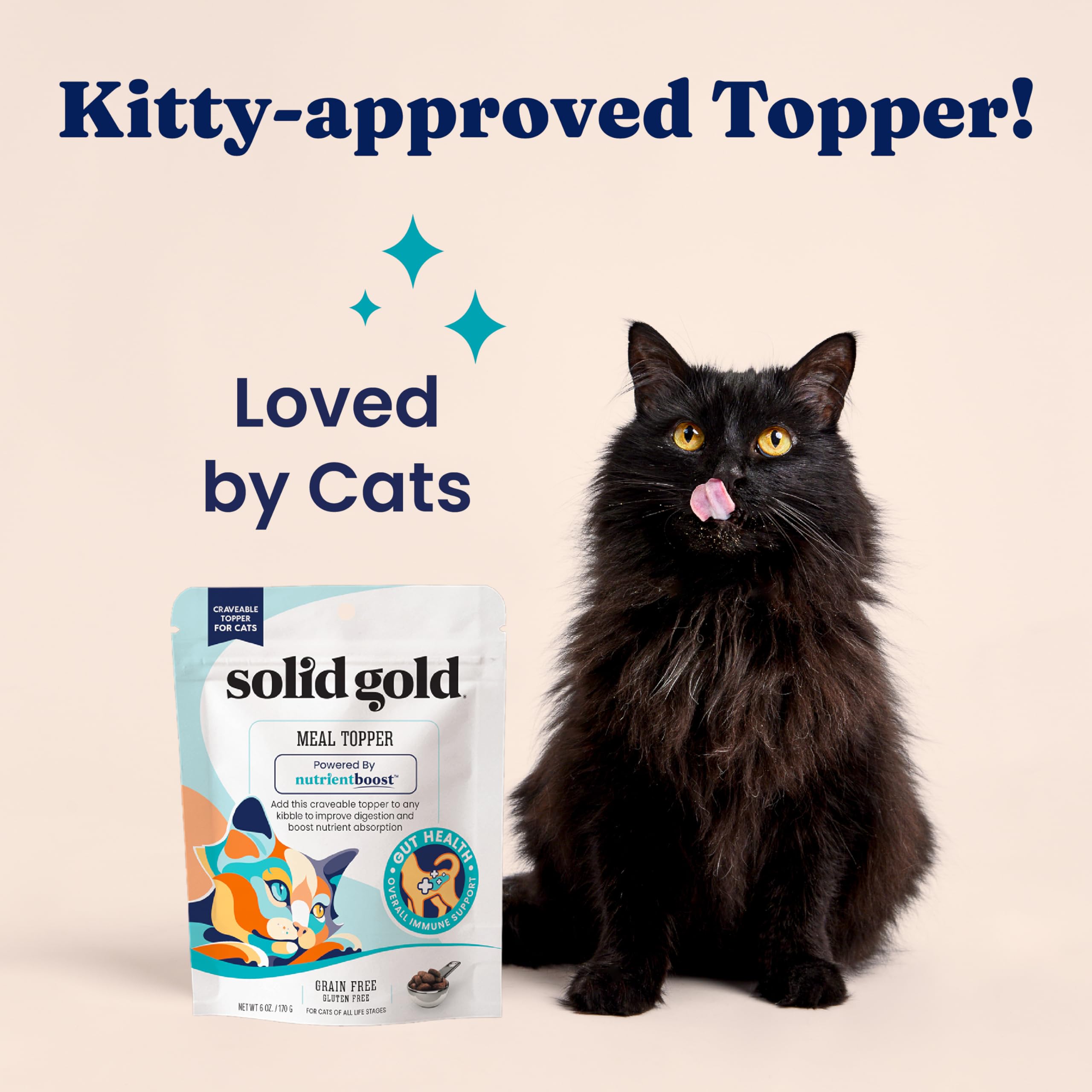 Solid Gold NutrientBoost Meal Topper for Cats - High Protein Crunchy Cat Treats Rich in Vitamins Minerals and Amino Acids - 1 Po