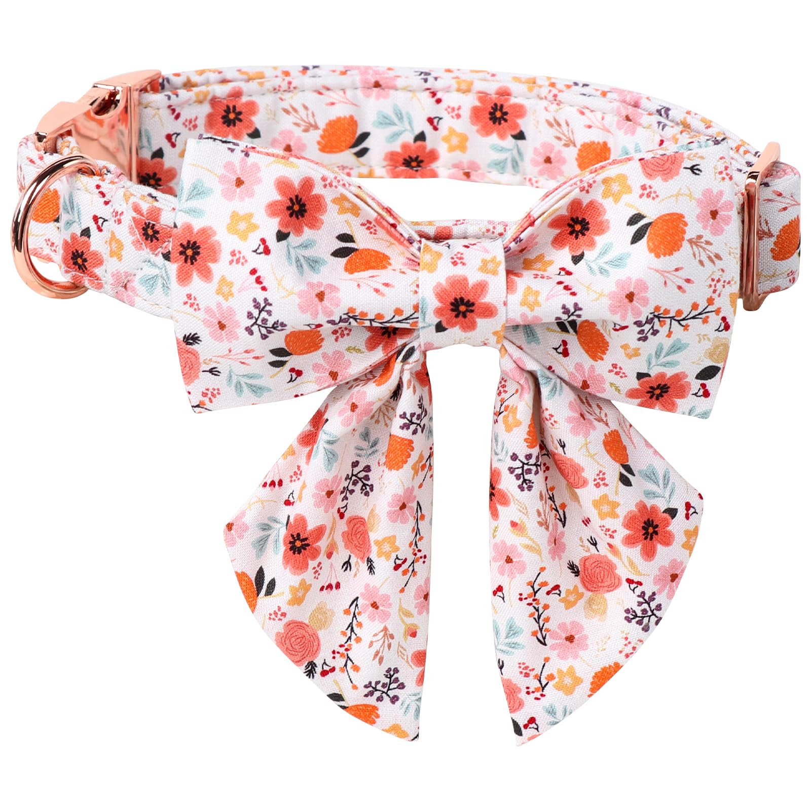 Lionet Paws Design Dogs Collar Cute Flower Sailor Bow Dog Collars For Girl Female Small Medium Dogs With Summer Floral S