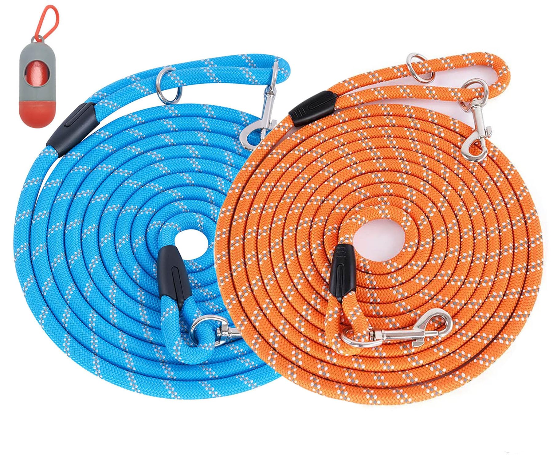 (2 Pack) Long Dog Leash For Dog Training 15Ft/30Ft/50Ft, Dog Rope With Reflective Thread For Large Medium Small Dogs, Dog Tie-Out Cable Lead For Hunting, Camping&Backyard