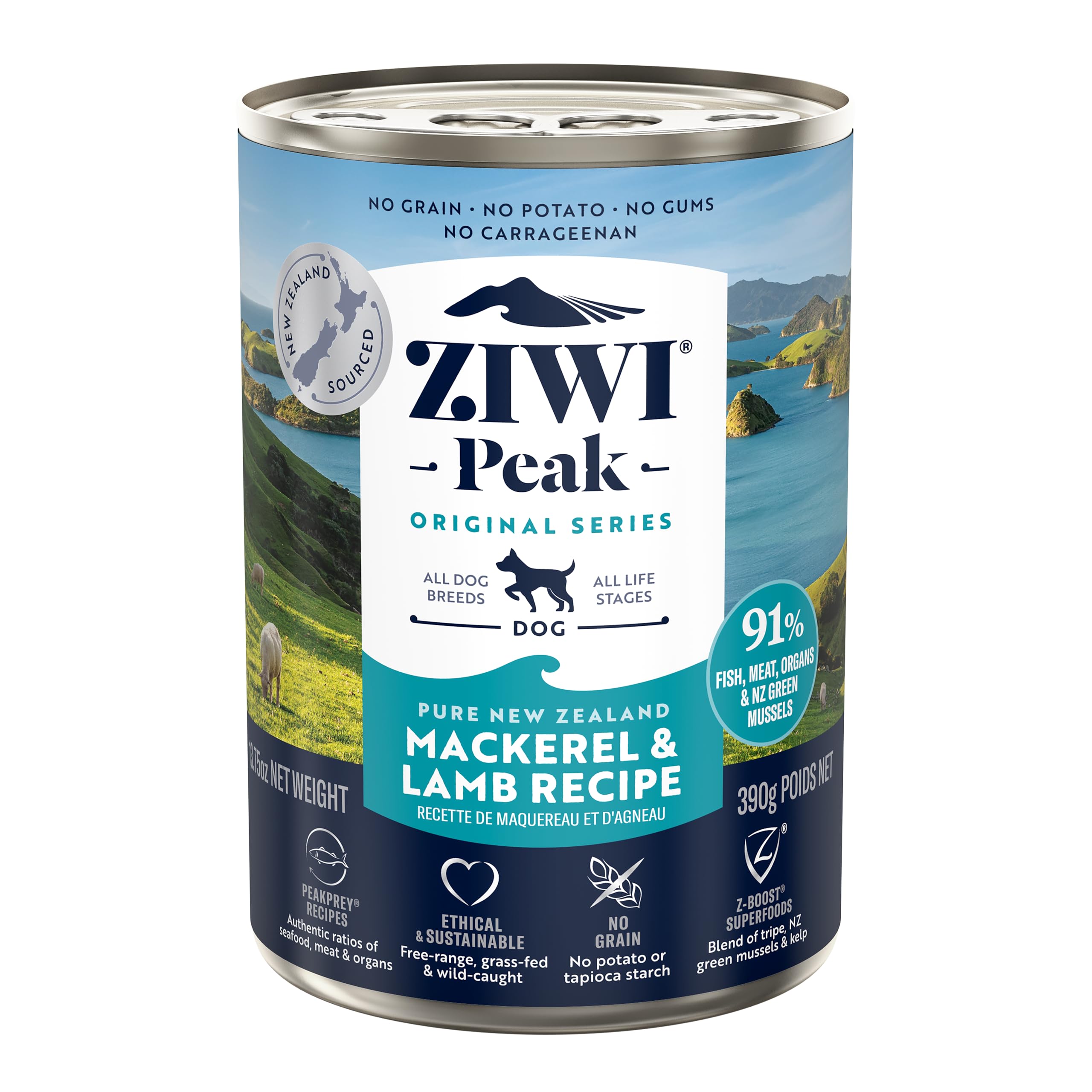 ZIWI Peak Canned Wet Dog Food - All Natural, High Protein, Grain Free, Limited Ingredient, with Superfoods (Mackerel & Lamb, Cas
