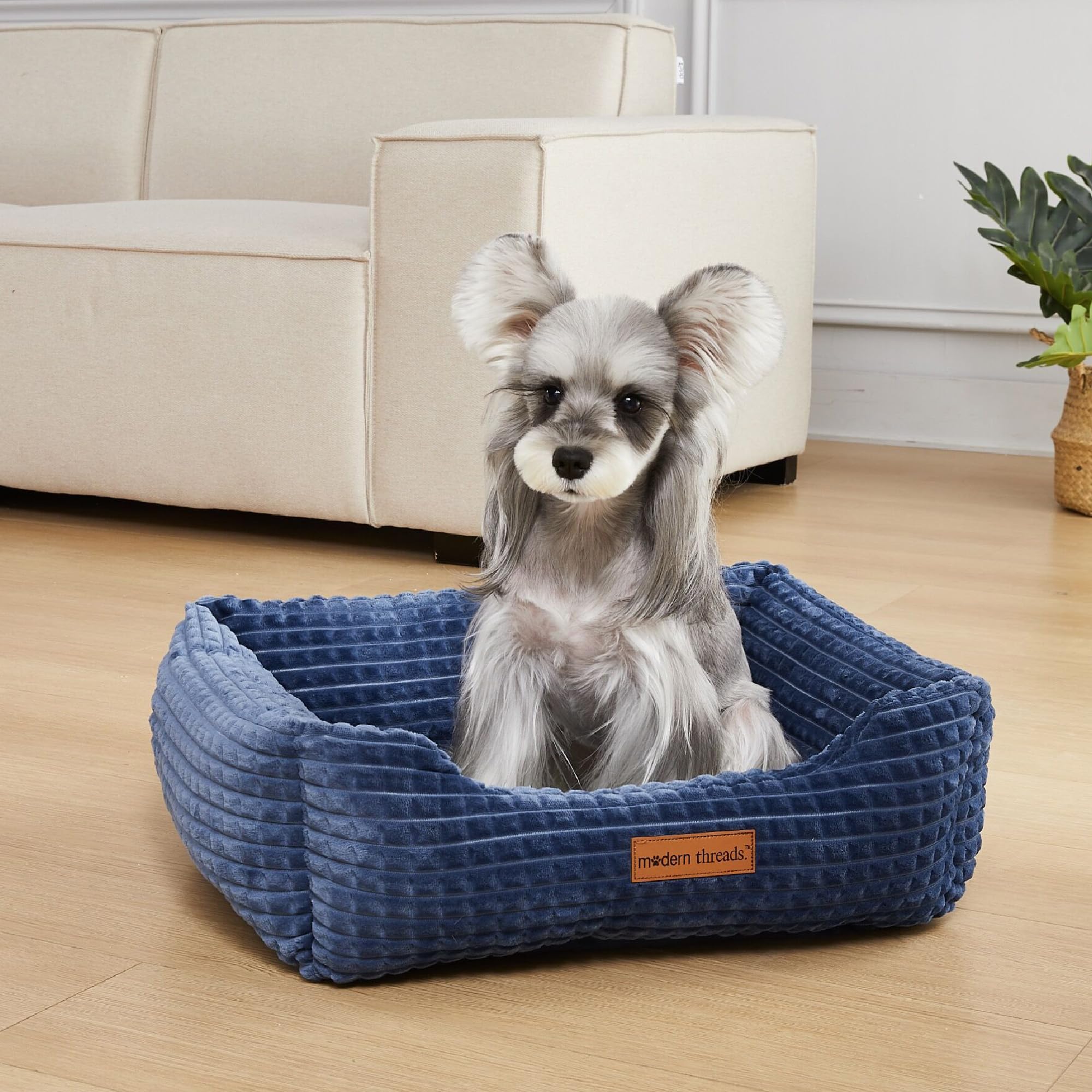 Modern Threads Ultra Soft Plush Pet Bed For Small And Medium Dogs With Elegant Texture And Stylish Design, Blue