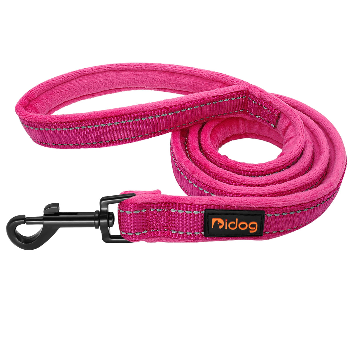 Didog Dog Walking Leashes 4 Ft Long With Soft Warm Flannel Padded Handle,Reflective Dog Leash Night Safety Fit Small Medium Dogs, Hot Pink