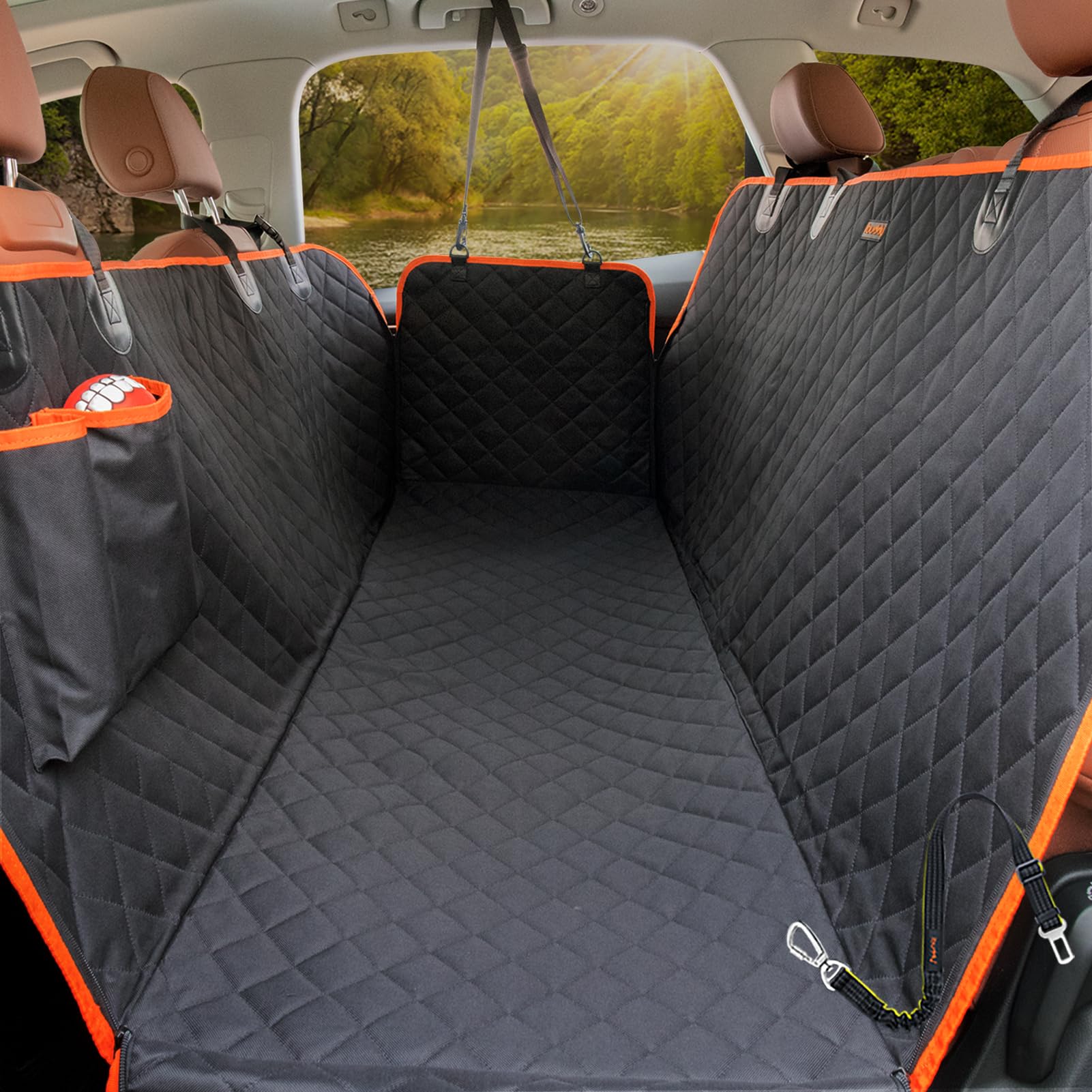 iBuddy Dog Car Seat Covers 100% Waterproof, Dog Seat Cover with Side Flaps from Scratching, Pet Seat Cover for Back Seat of Car/