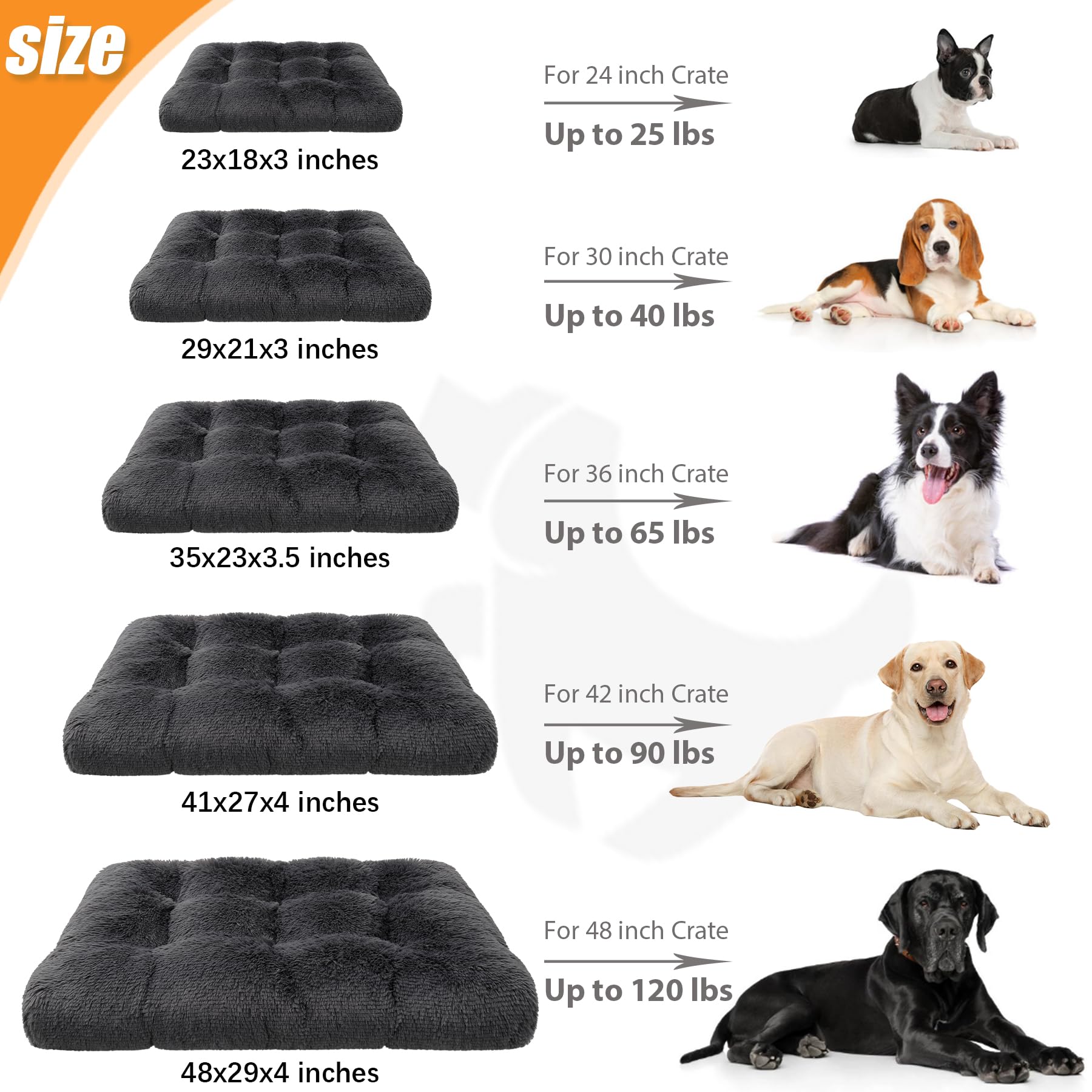 Ksiia Dog Crate Bed Washable Dog Beds For Medium Dogs Deluxe Plush Fluffy Comfy Thick Kennel Pad Anti-Slip & Anti-Scratch Pet Sleeping Mat, 29 X 21 Inch, Dark Gray