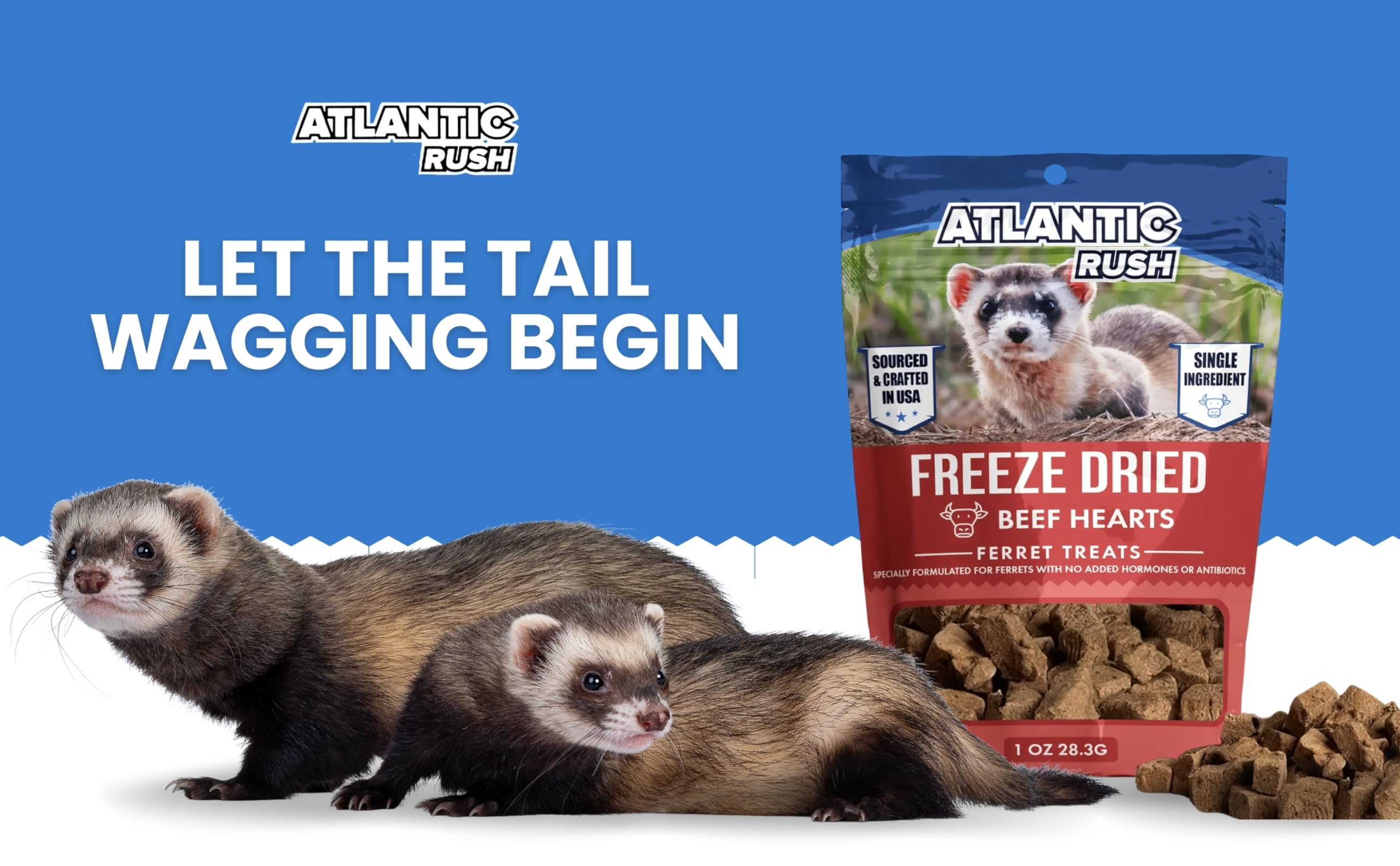 Freeze Dried Small Pet Treats - Resealable Bag of Treats for Ferrets - Ferret Snacks - Single Ingredient Ferret Food With No Pre