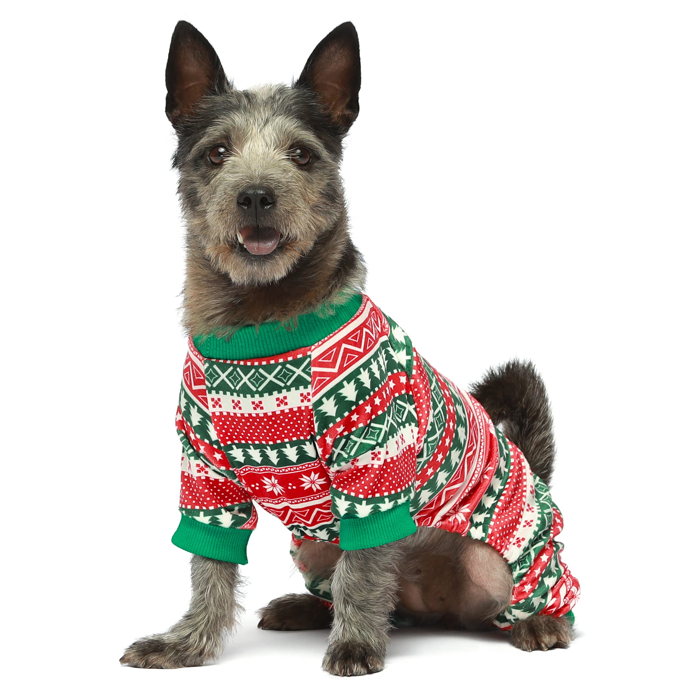 Fitwarm Dog Christmas Outfit, Dog Pajamas, Dog Winter Clothes For Small Dogs Boy Girl, Pet Ugly Sweater, Cat Costume, Red Green, Small
