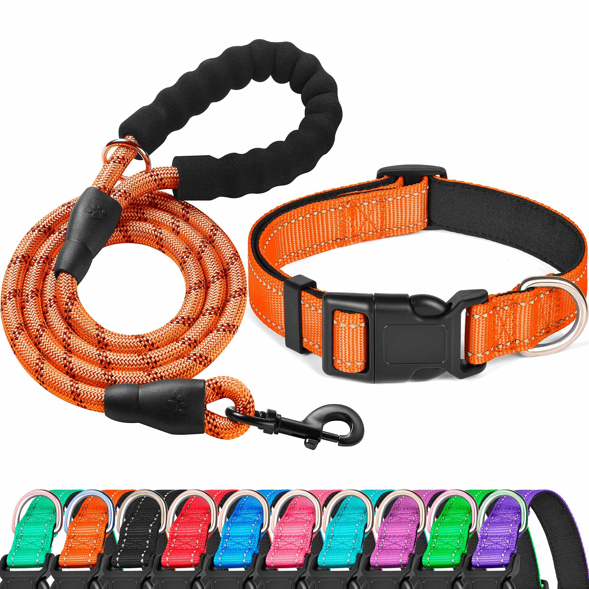 Ladoogo Reflective Dog Collar Padded With Soft Neoprene Breathable Adjustable Nylon Dog Collars For Small Medium Large Dogs (Sma