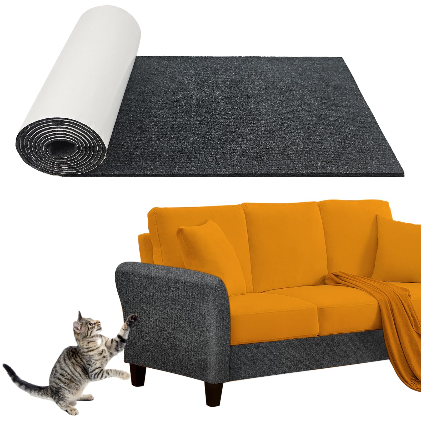 120X16 Cat Scratch Protector Cat Anti Scratch Furniture Mat Carpet Trimmable Self-Adhesive Pad Strong Viscose Couch Protecto