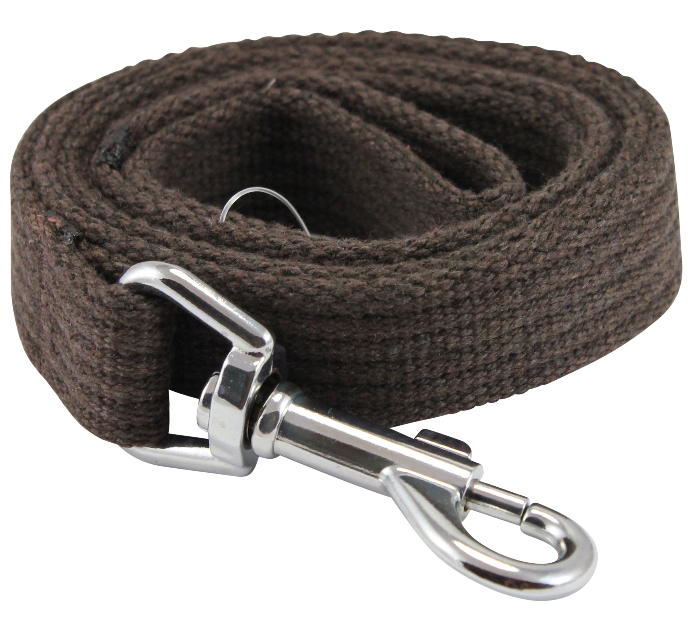 Dog Leash 4.5Ft Long Cotton Web Brown 4 Sizes (Large: 1' Wide)