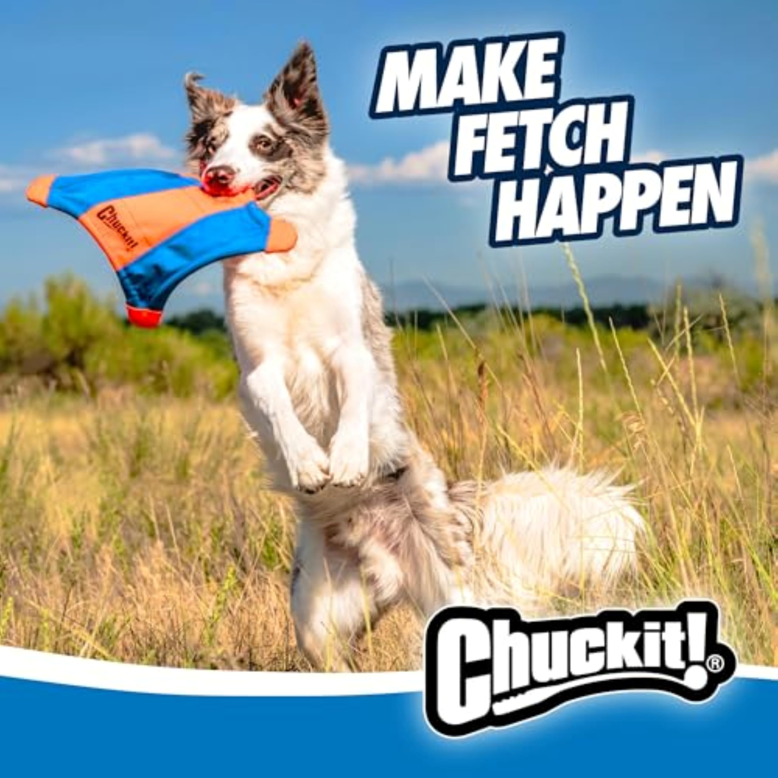 Chuckit! Flying Squirrel Fetch Dog Toy - Water Floating Flyer - Soft and Durable Polyester Canvas Construction - For Medium Dogs