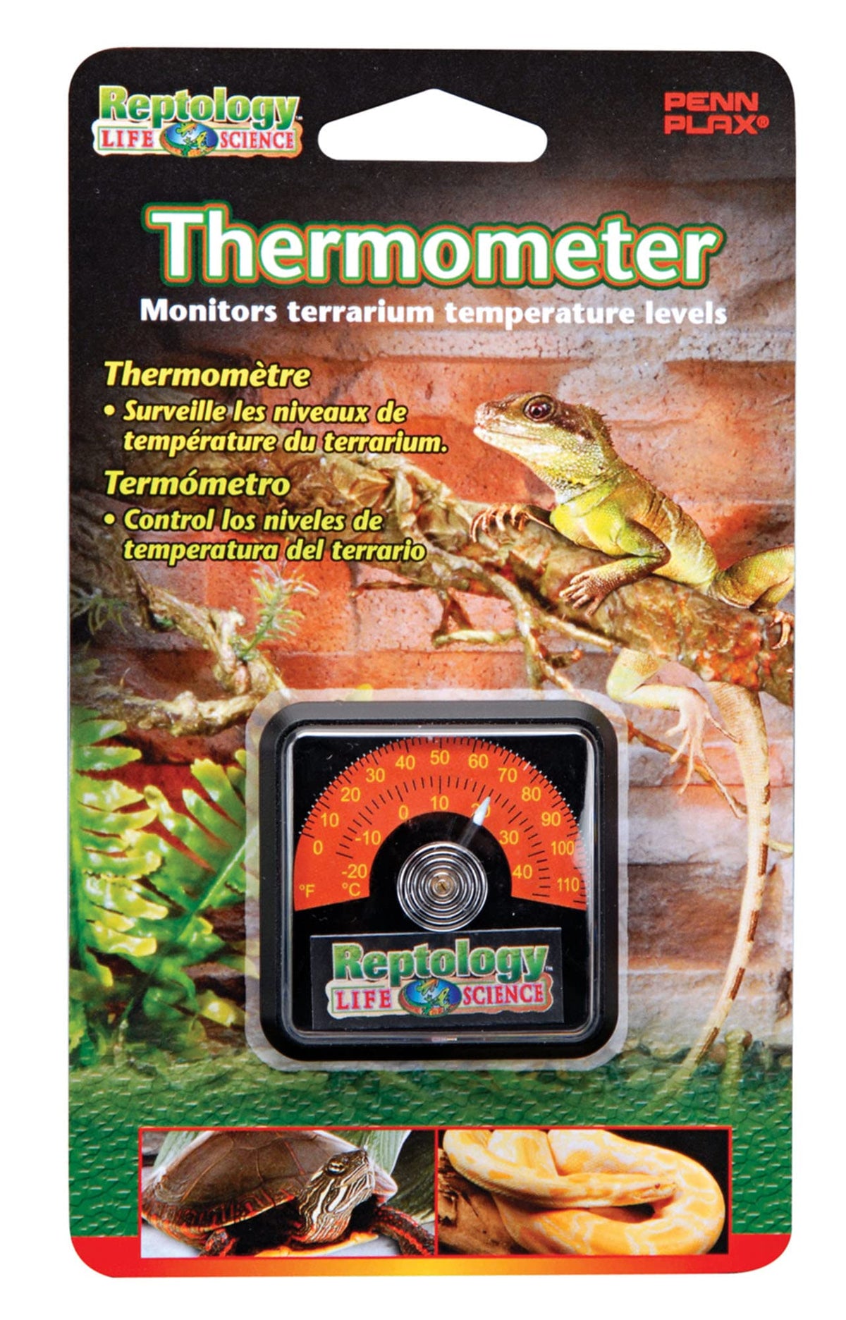 Penn-Plax Reptology Reptile Temperature Sensor Gauges Thermometer From 0 To 110 Degrees For Terrariums And Turtle Tanks And Cages