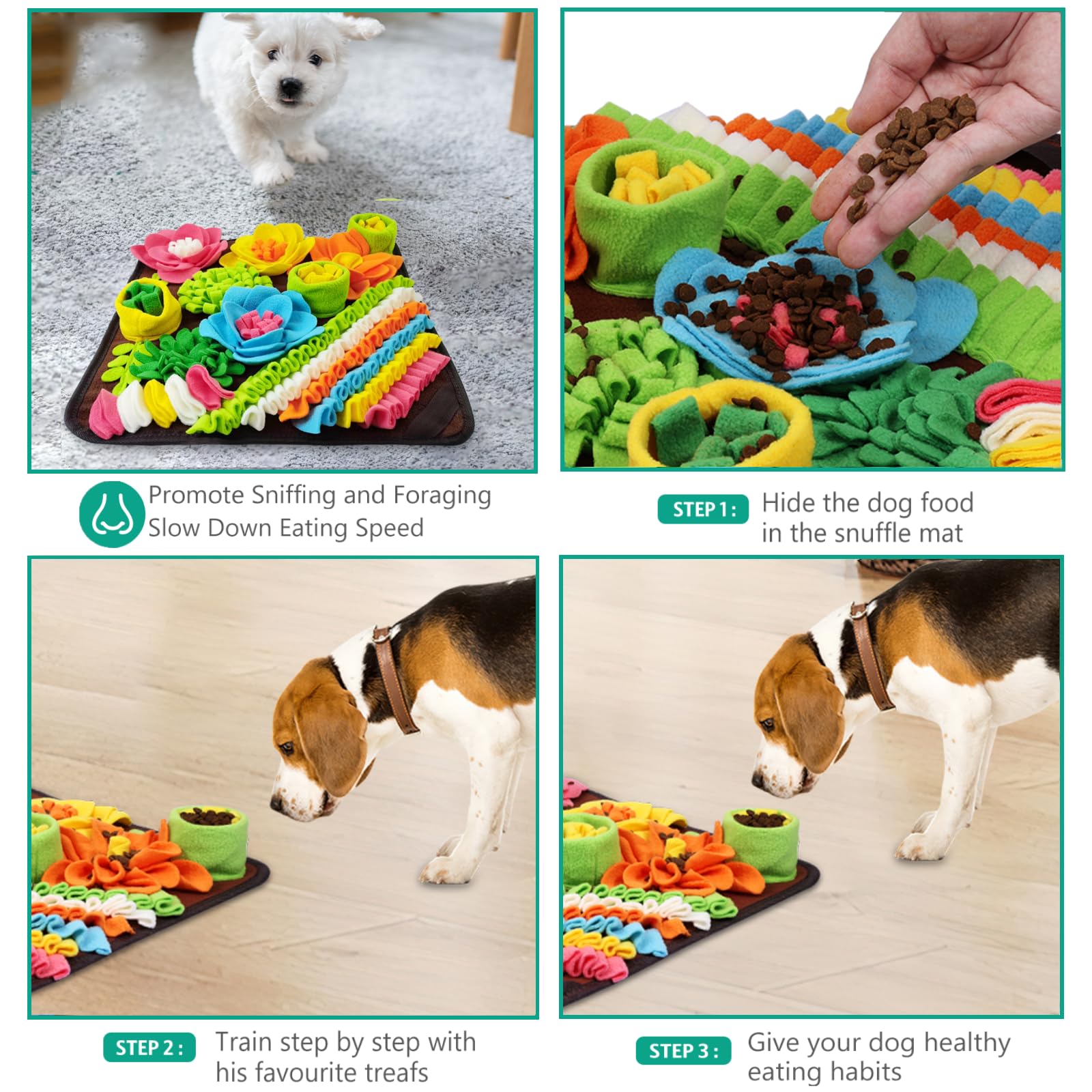 Oria Snuffle Mat For Dogs, Interactive Sniff Mat For Slow Eating And Keep Busy, Nosework Feeding Mat, Dog Puzzle Toy For Boredom