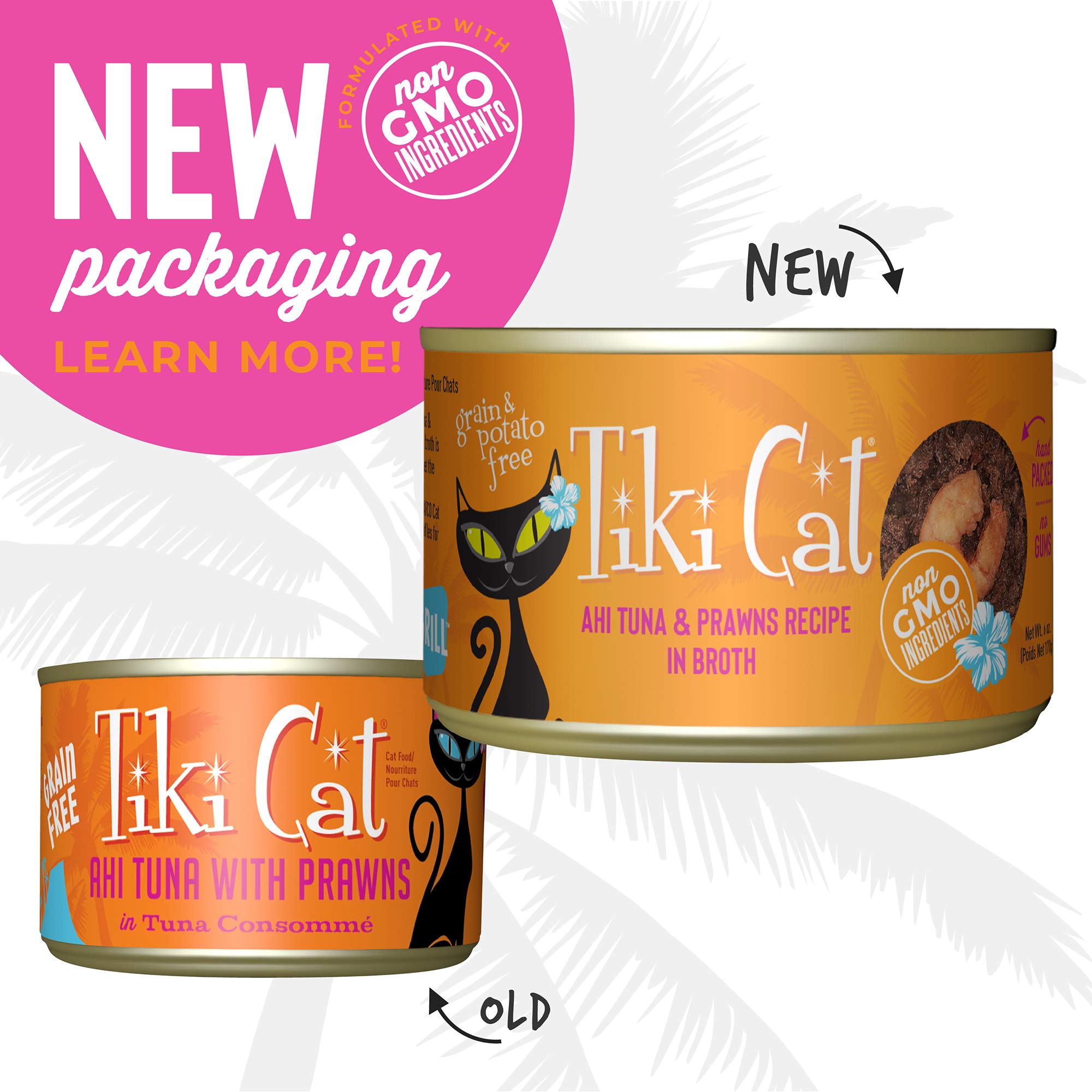 Tiki Cat Grill, Ahi Tuna & Prawns, High-Protein and 100% Non-GMO Ingredients, Wet Whole Foods Cat Food for All Life Stages, 6 oz