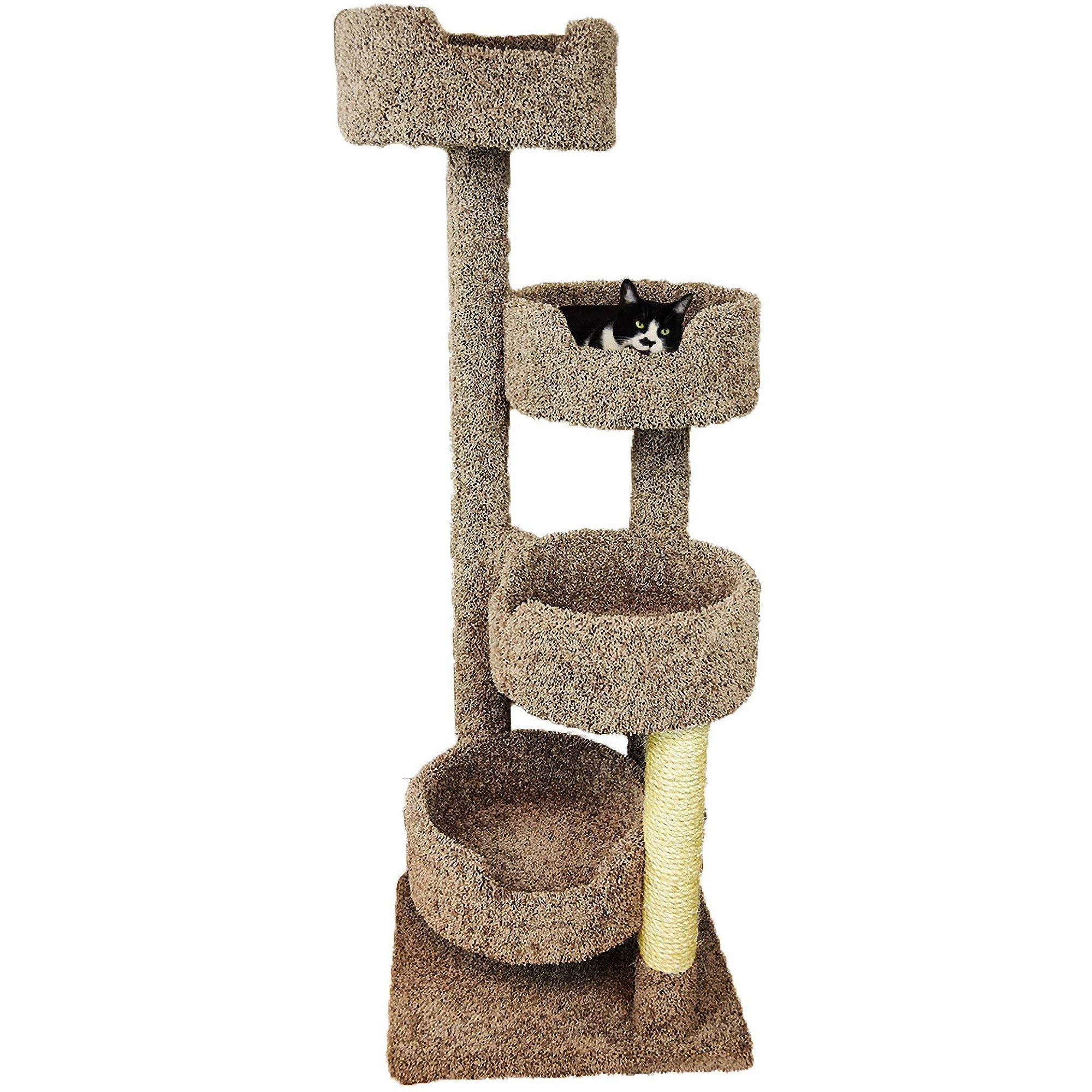 New Cat Condos 190209 Large Cat Tower With 4 Easy To Access Spacious Perches, Beige