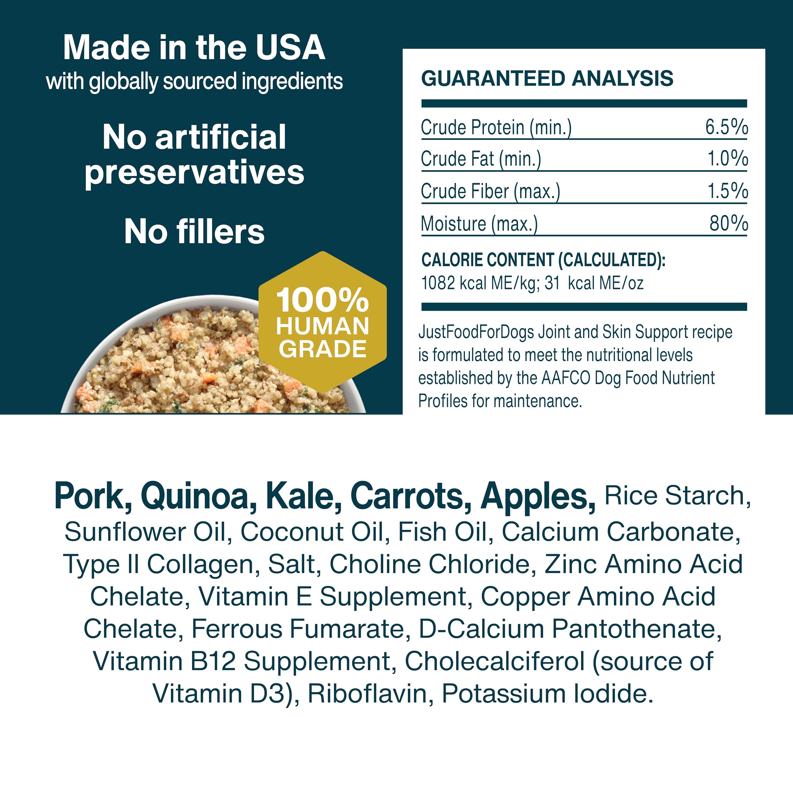 JustFoodForDogs Pantry Fresh Wet Dog Food, Complete Meal or Dog Food Topper, for Joint Health, Skin Health, Allergies, Joint & S