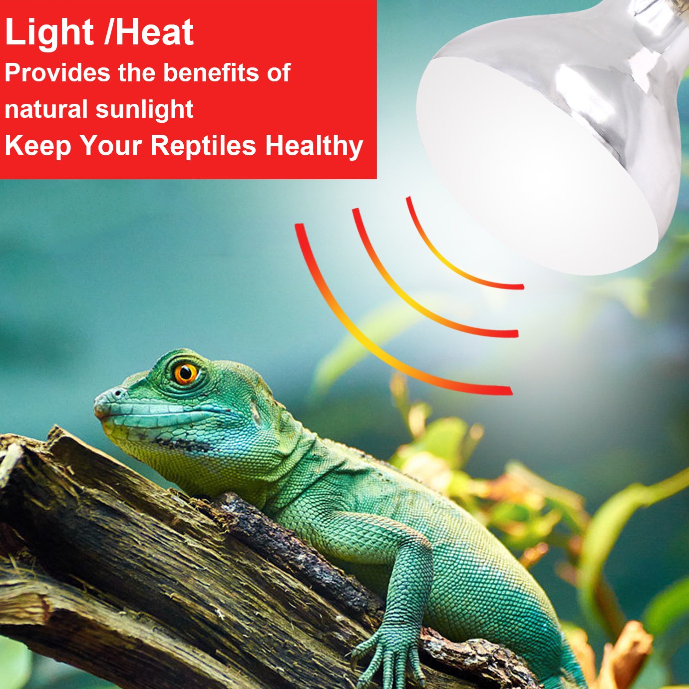 Aiicioo UVB Reptile Light 160W - Full Spectrum Heat Lamp for Bearded Dragon, Lizard, Turtle - Yellow, Pack of 1