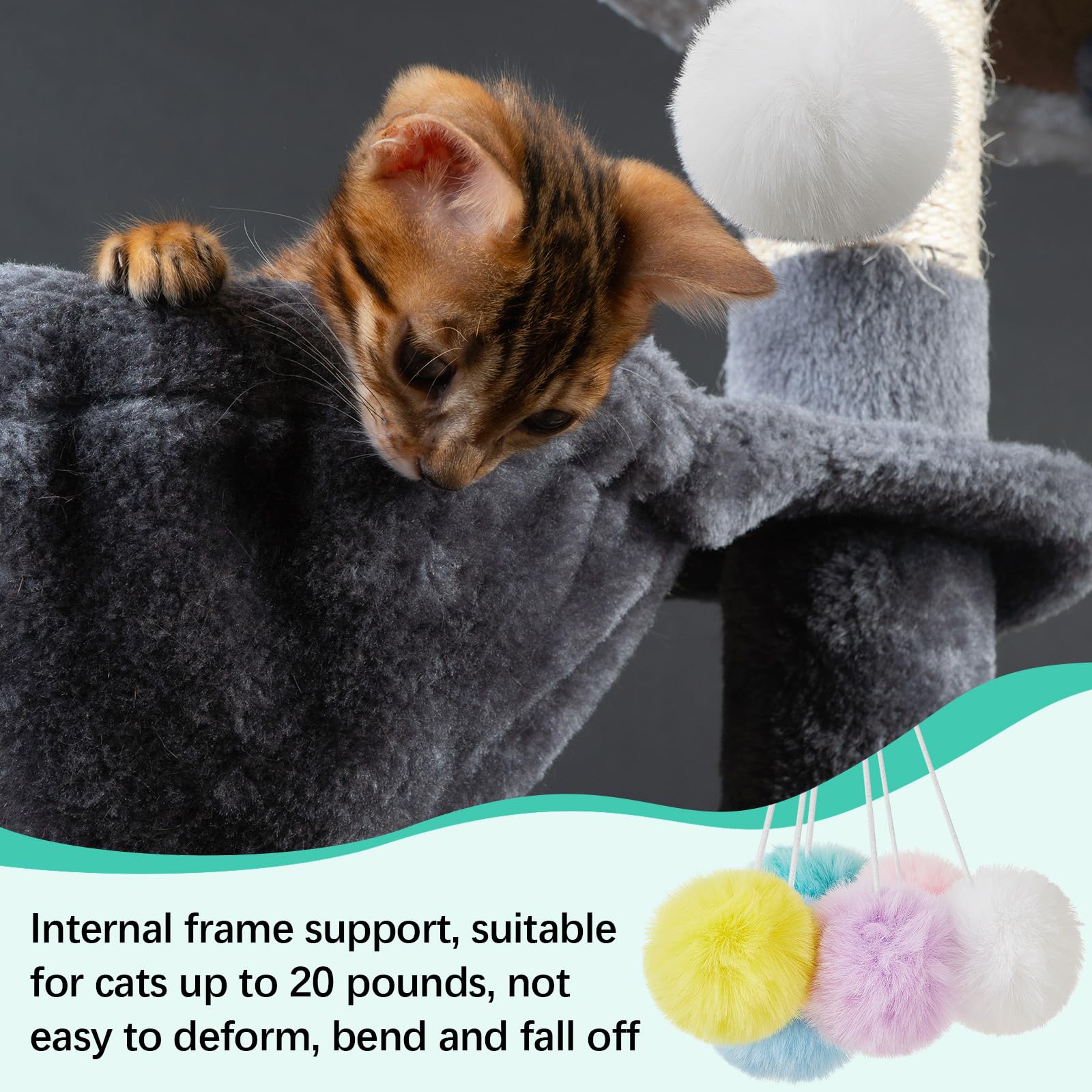 Dansydaisy 3 Pack 13'' Large Cat Tree Hammock Basket Bed Lounger Tower Replacement Parts With 6 Pcs Hanging Elastic Strings Pom