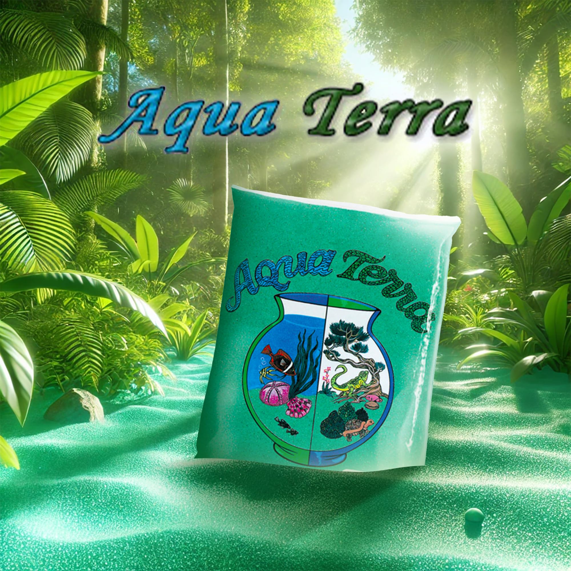 Aqua Terra Green Aquarium Sand, 5 Lbs - Premium Fish Tank Sand, Decorative Substrate, Ideal Fish Tank Accessories, Natural Coated Sand For Decorative Tanks