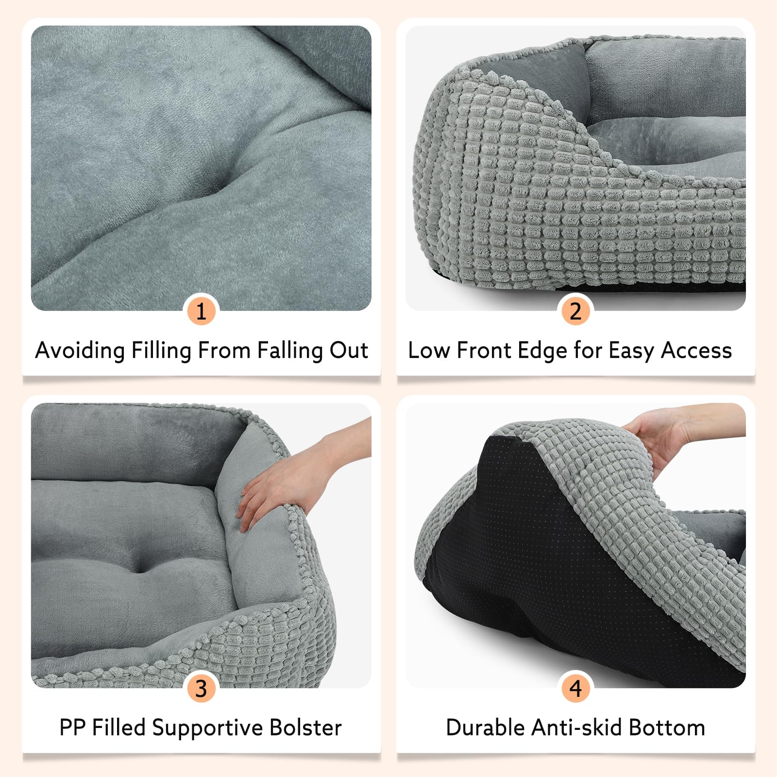 MIXJOY Dog Beds for Medium Dogs Washable, Rectangle Pet Bed Medium Size Dog, Orthopedic Sleeping Pet Sofa Bed, Soft Calming Cat