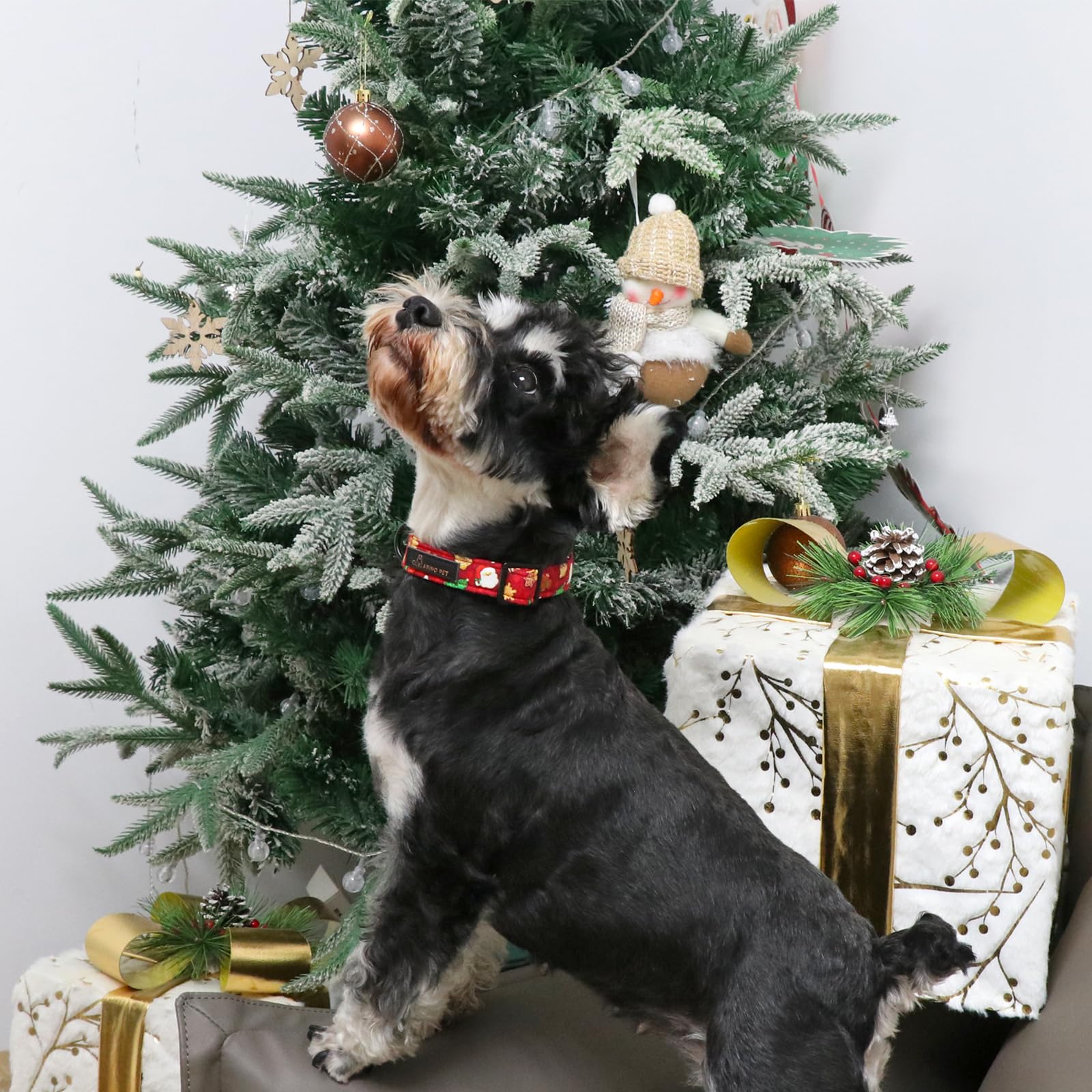 Aring Pet Christmas Dog Collar Cute Santa Claus Dog Collar, Adjustable Cotton Red Dog Collars Puppy Collar For Small Medium Larg