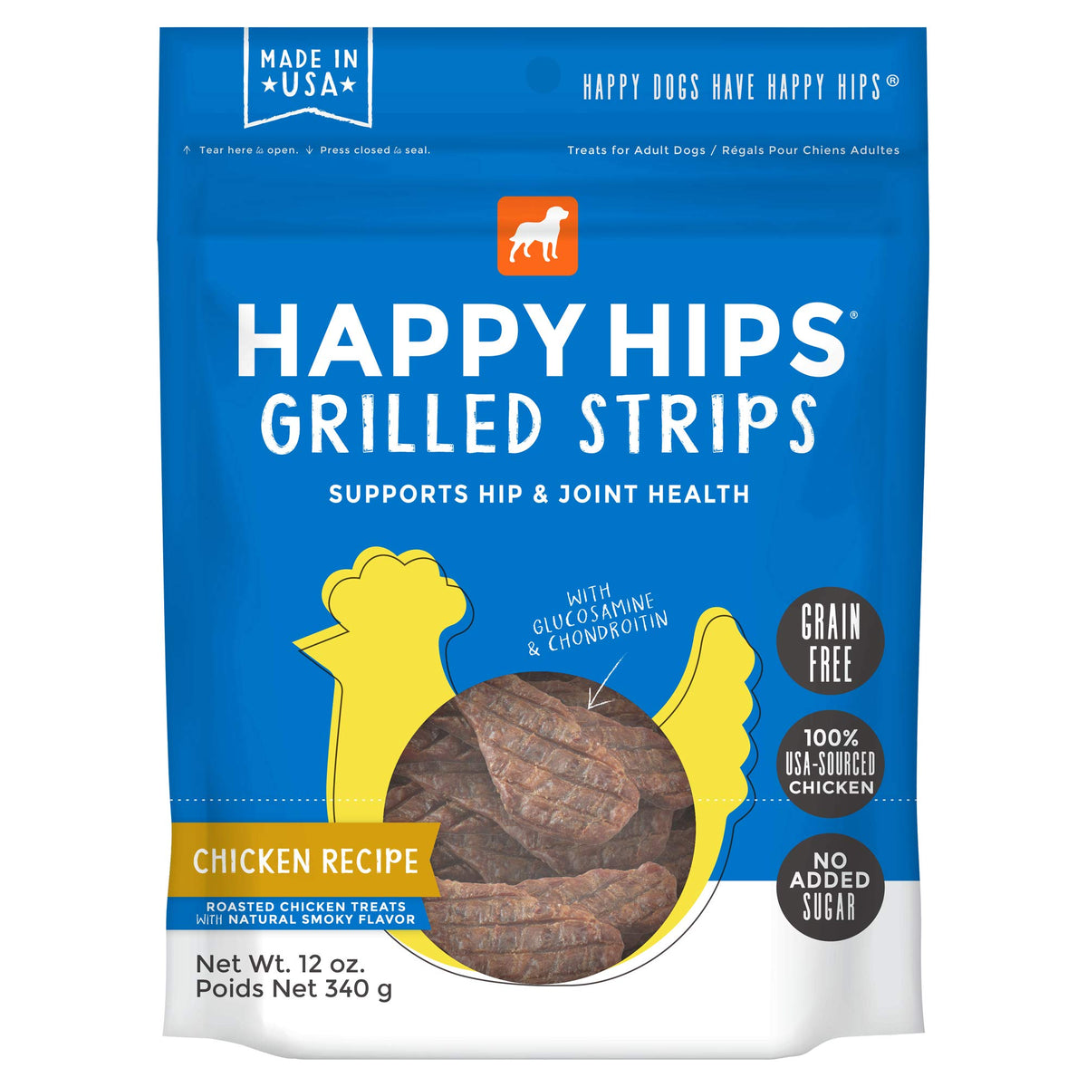 Happy Hips Grilled Dog Treats, Chicken, 12 Oz. Pouch