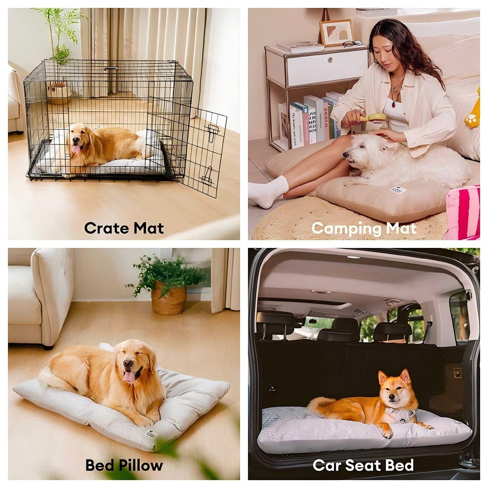 Funny Fuzzy 2 In 1 Dog Bed Crate Pad Mat, Washable Reversible Pet Floor Mats,Fluffy Kennel Pad For Small Large Sized Dog,Indoor