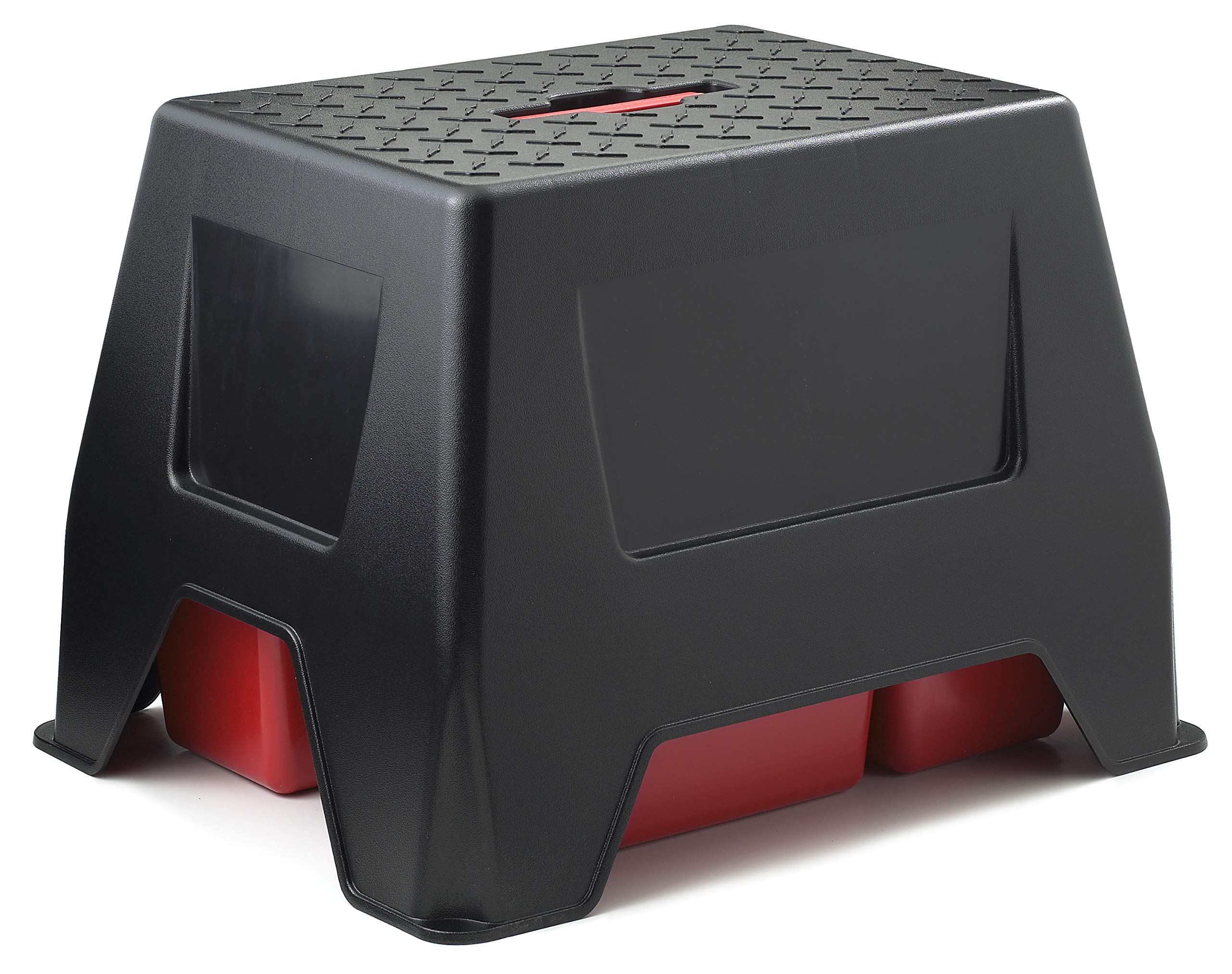 Little Giant Duratote Stable Step Stool And Tote Box With Carrying Handle, Red