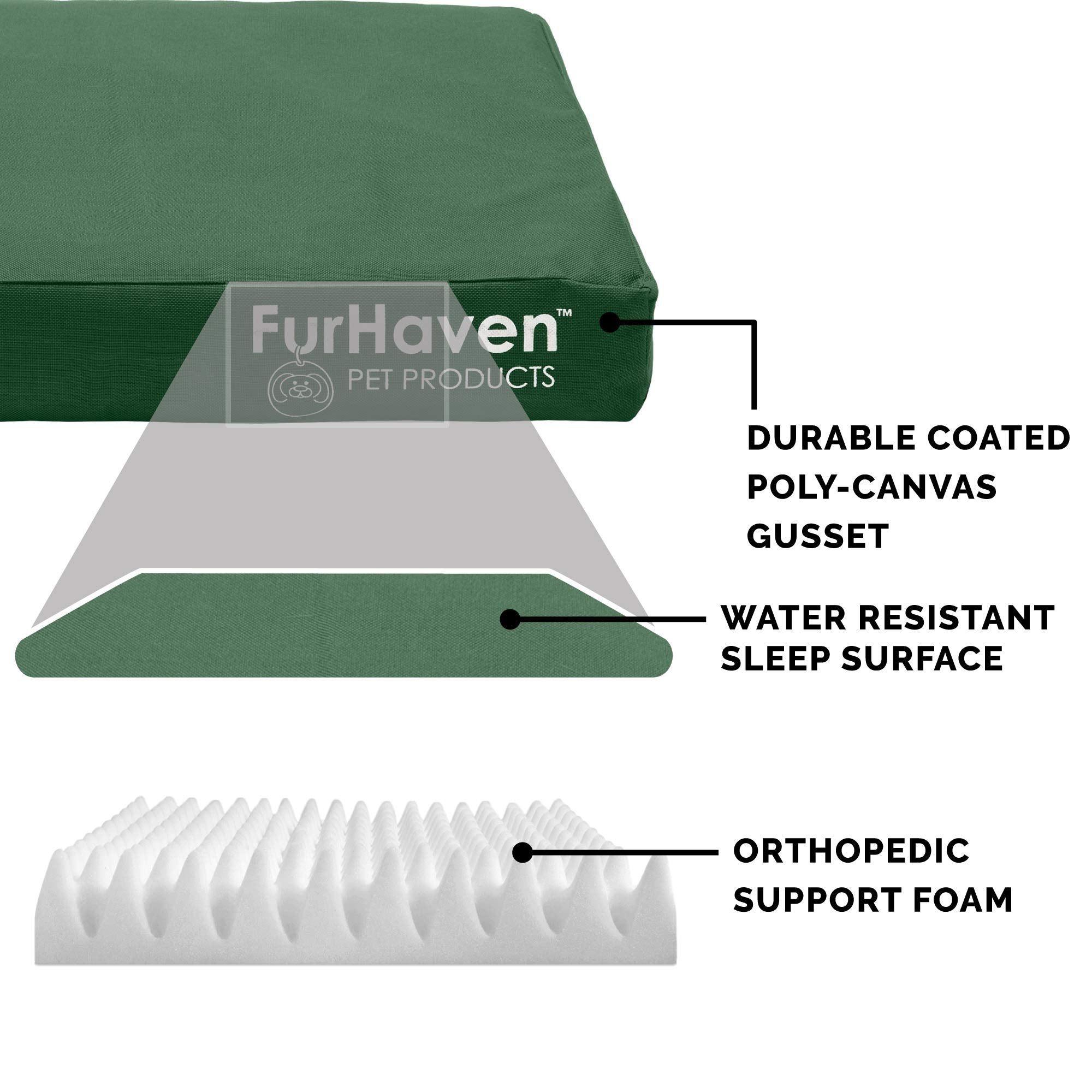 Furhaven Indoor/Outdoor Logo Oxford Polycanvas Mattress - Water-Resistant Orthopedic Dog Bed w/ Removable Cover, 125 lb max - Fo