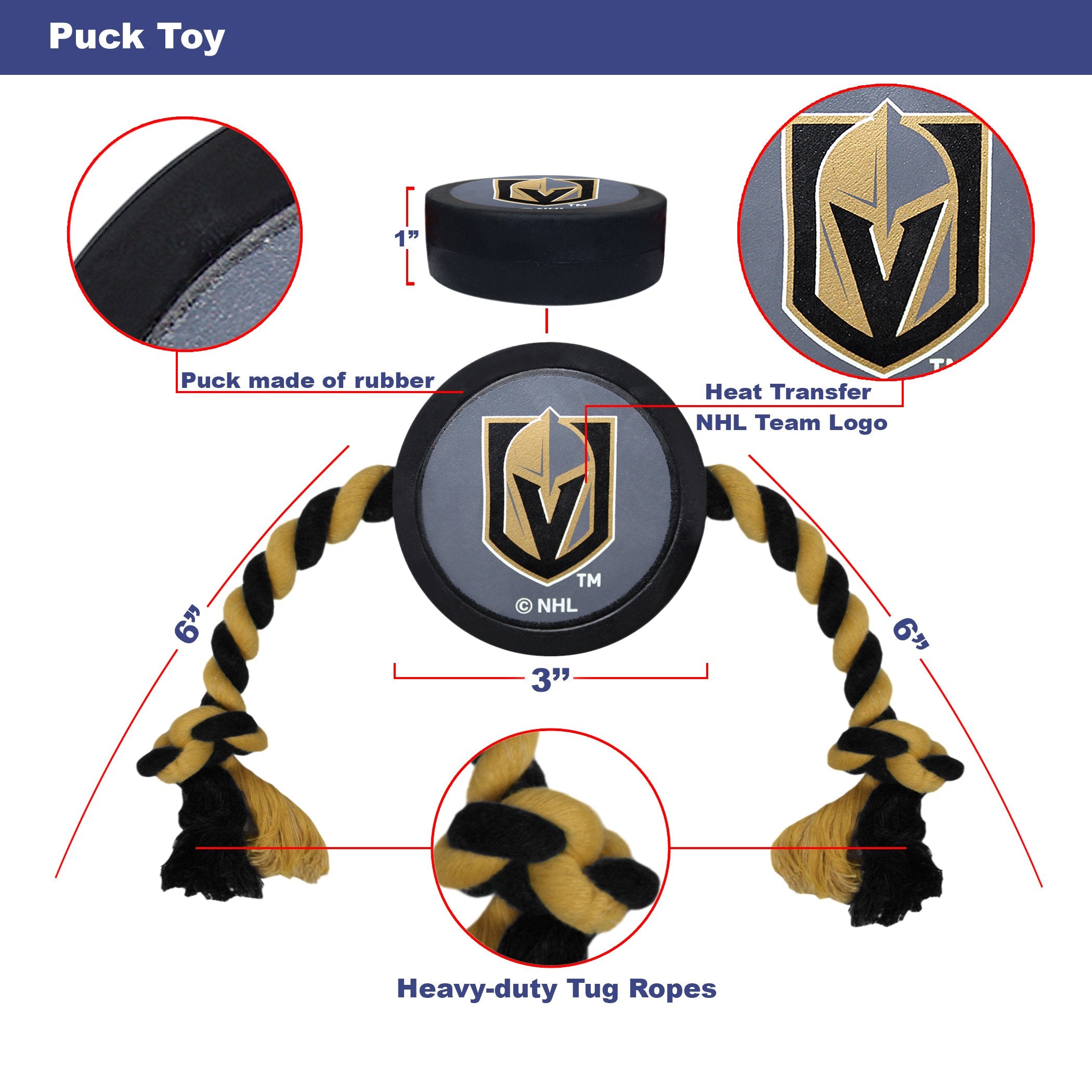 Pets First Nhl Las Vegas Golden Knights Puck Toy For Dogs & Cats. Play Hockey With Your Pet With This Licensed Dog Tough Toy Rew