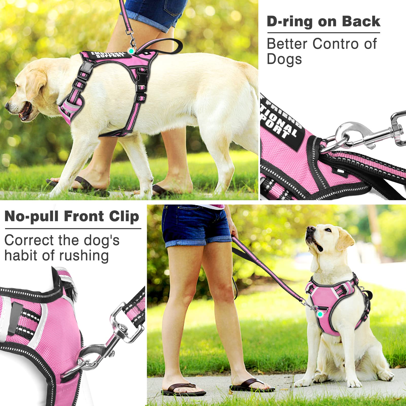 Winsee Service Dog Vest No Pull Dog Harness With 7 Dog Patches, Reflective Pet Harness With Durable Soft Padded Handle For Train