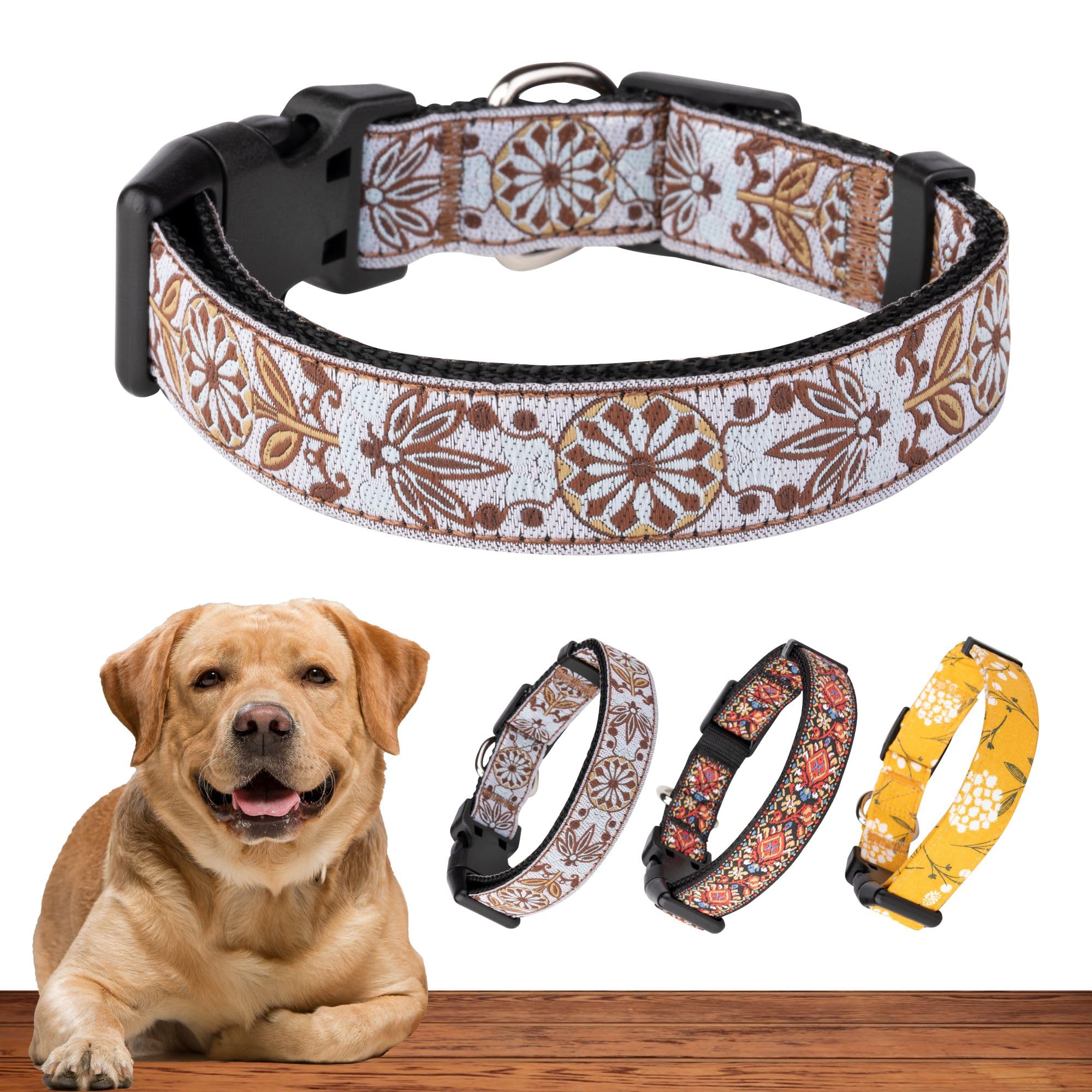 Dog Collars For Small Medium & Large Dogs - Female And Male Patterns On Long Lasting, Adjustable, Strong And Durable, Puppy Quic