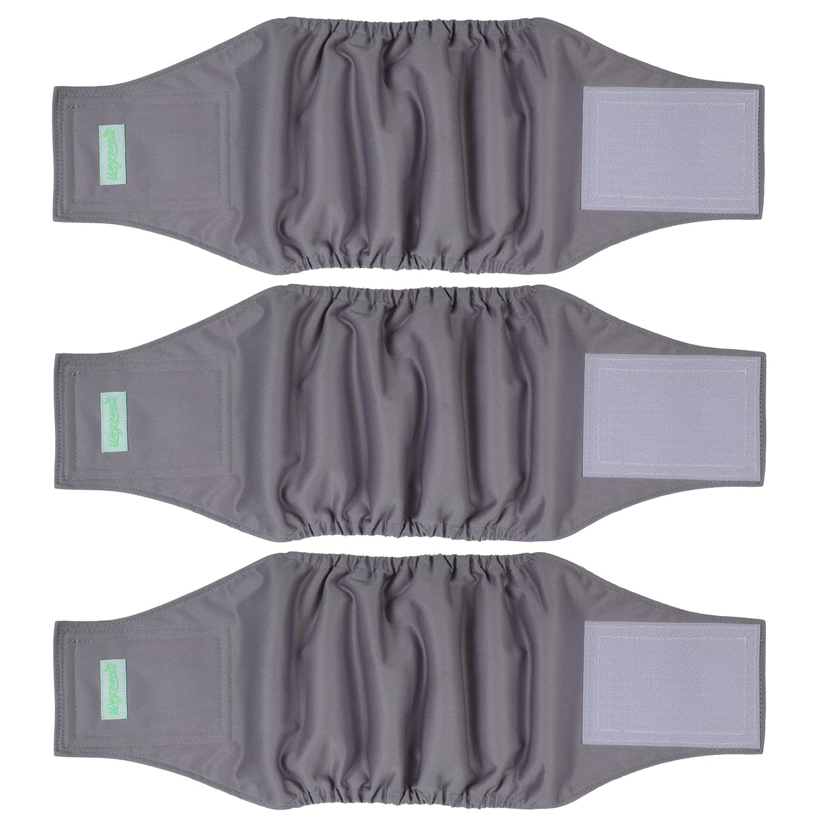 Wegreeco Washable Male Dog Diapers (Pack of 3) - Washable Male Dog Belly Wrap (Light Gray, X-Small)