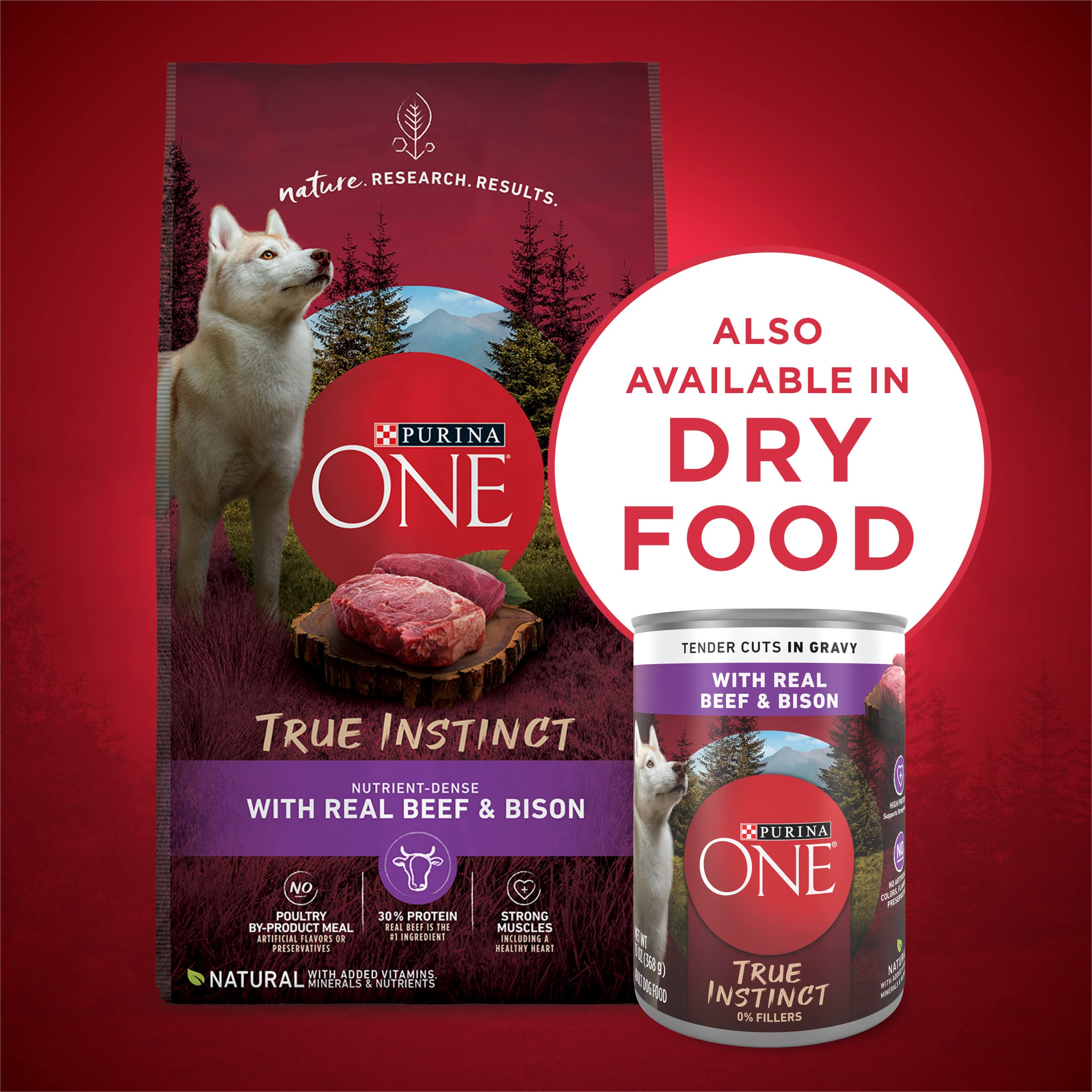 Purina ONE High Protein Wet Dog Food, Tender Cuts in Gravy, Real Beef & Bison, 12-Pack of 13 oz. Cans