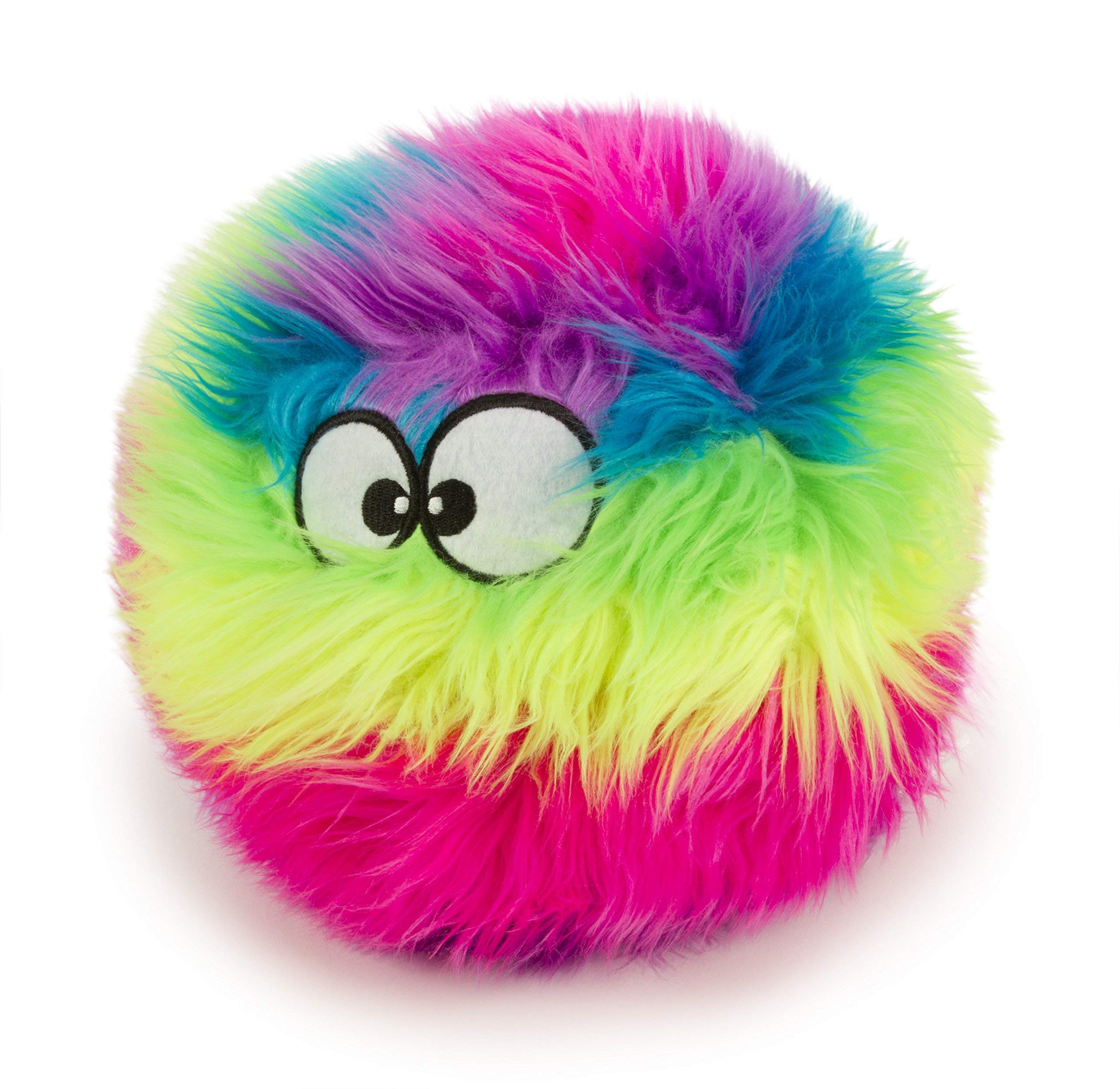 Godog Furballz Squeaky Plush Ball Dog Toy, Chew Guard Technology - Rainbow, Large