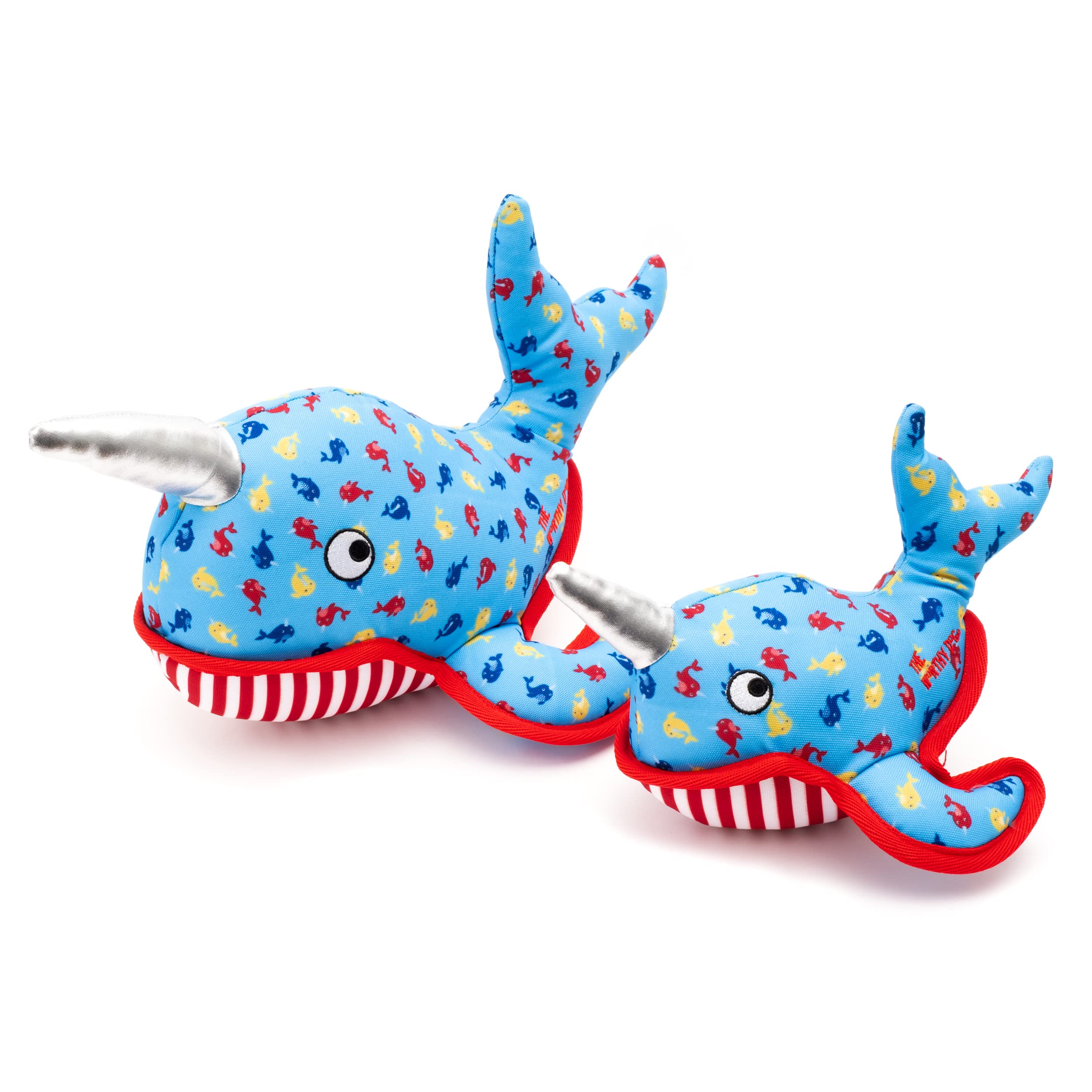 The Worthy Dog Tough Narwhal Chew Toy Blue, Fun Fetch Play With Squeaker For Dogs Durable Material For Aggressive Chewers-Small